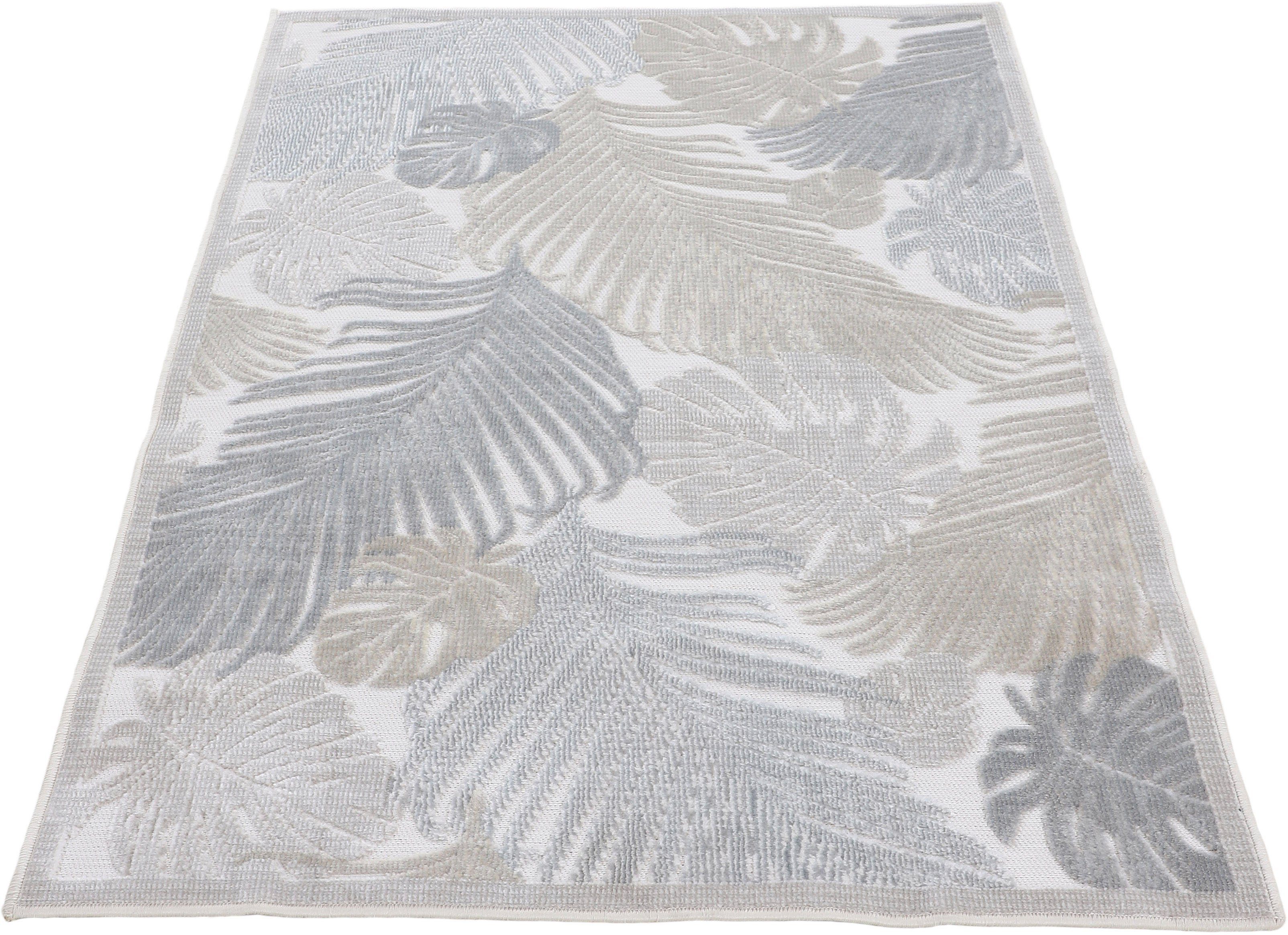 carpetfine Vloerkleed Deja 104 robust vlakweefsel, motief - florale palmbladeren, hoog-laag effect