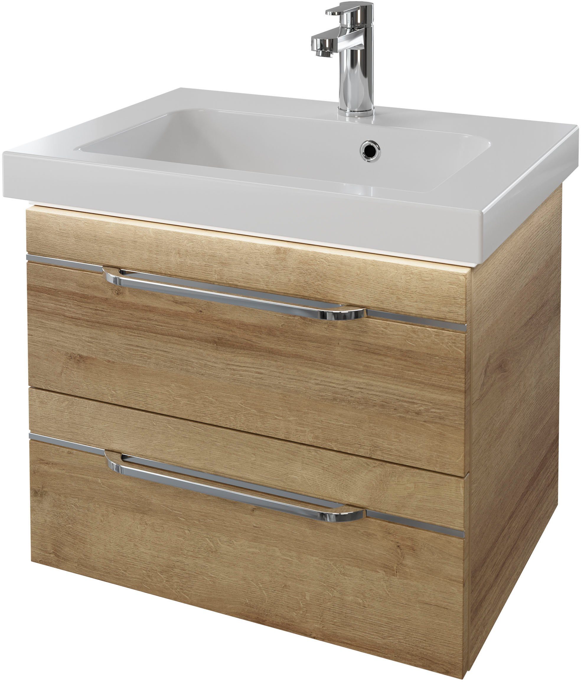 Saphir Wastafelonderkast Serie Balto Mineralmarmor-Waschtisch mit Unterschrank, 64,4 cm breit option