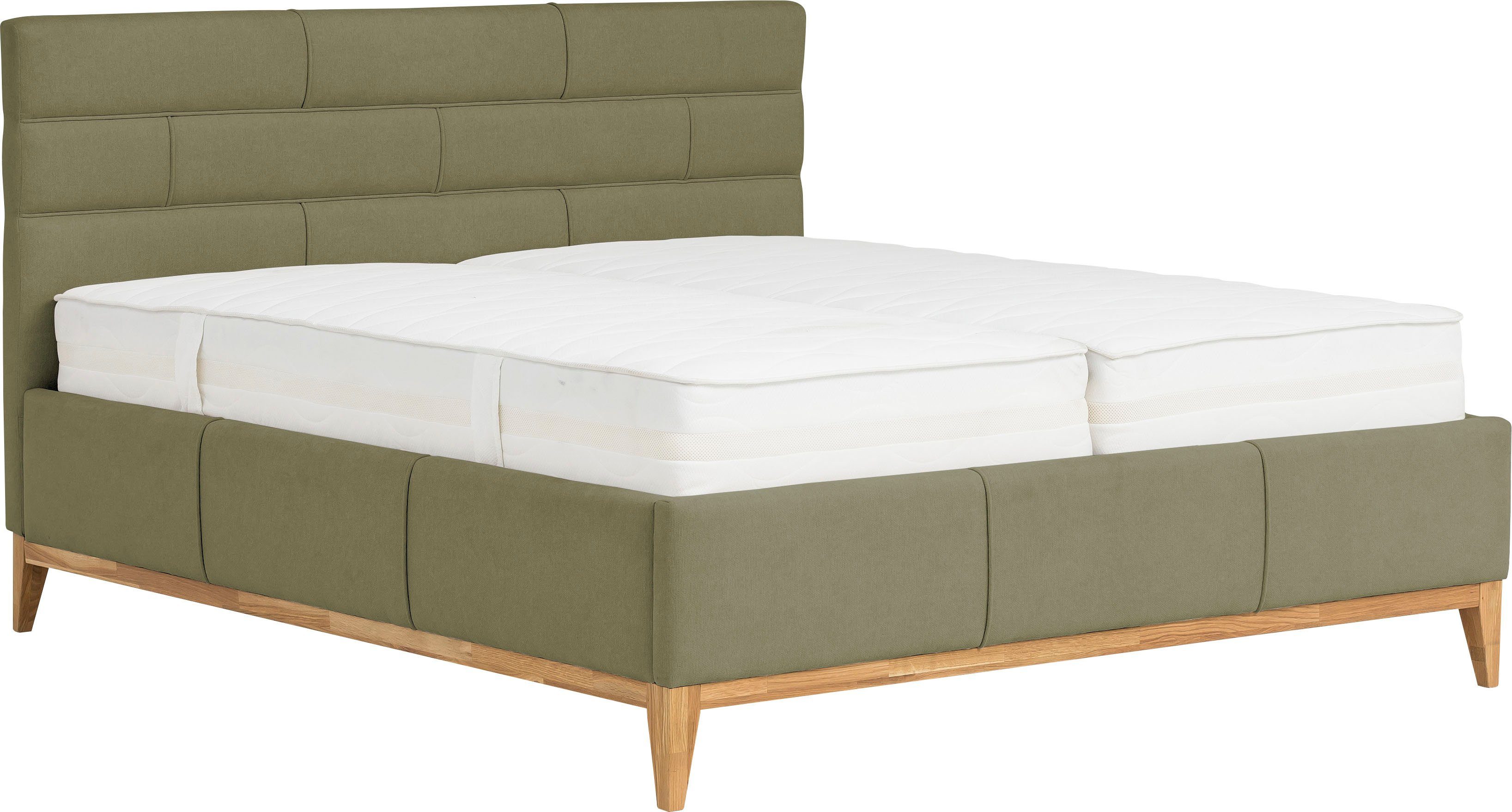 Leonique Gestoffeerd bed Balaine met lattenbodem, bedkist, ook met 7-zones-pocketveringsmatras