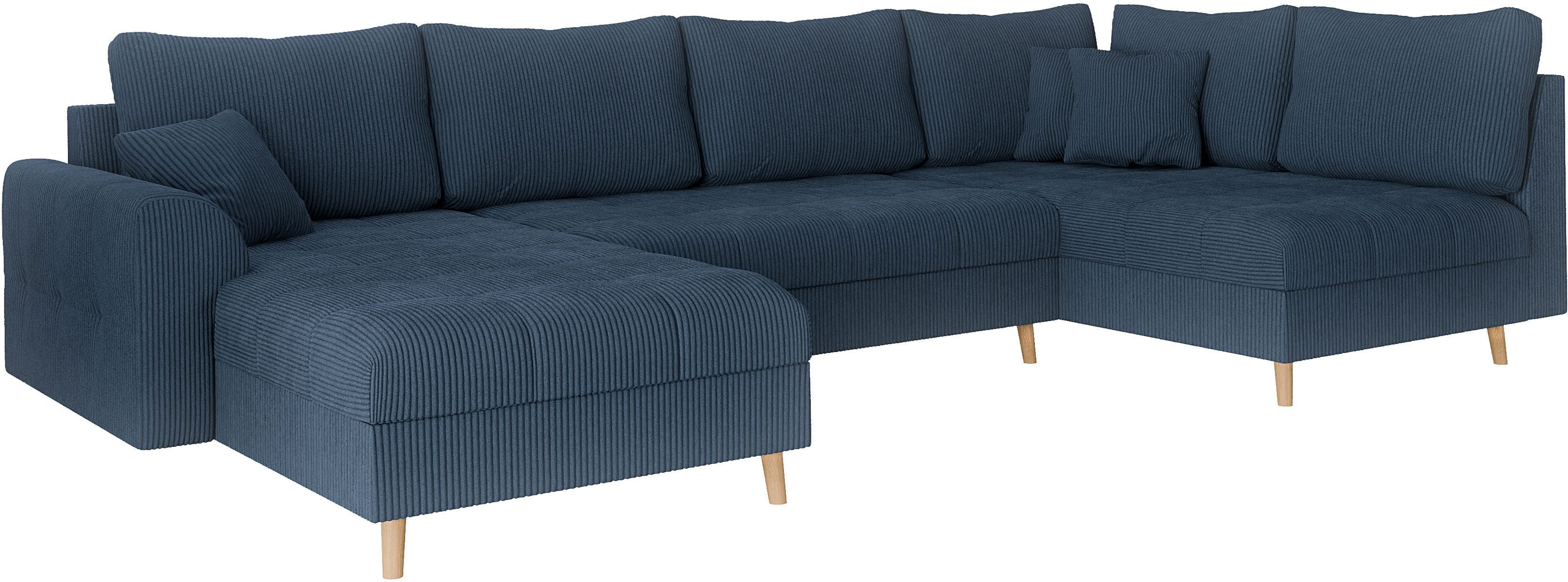 Home affaire Zithoek CHARRE U-vorm met ottomane, afmetingen B/D/H: 310/161/81 cm fijne stiksels, losse rug- en sierkussens, ook in cord en bouclé