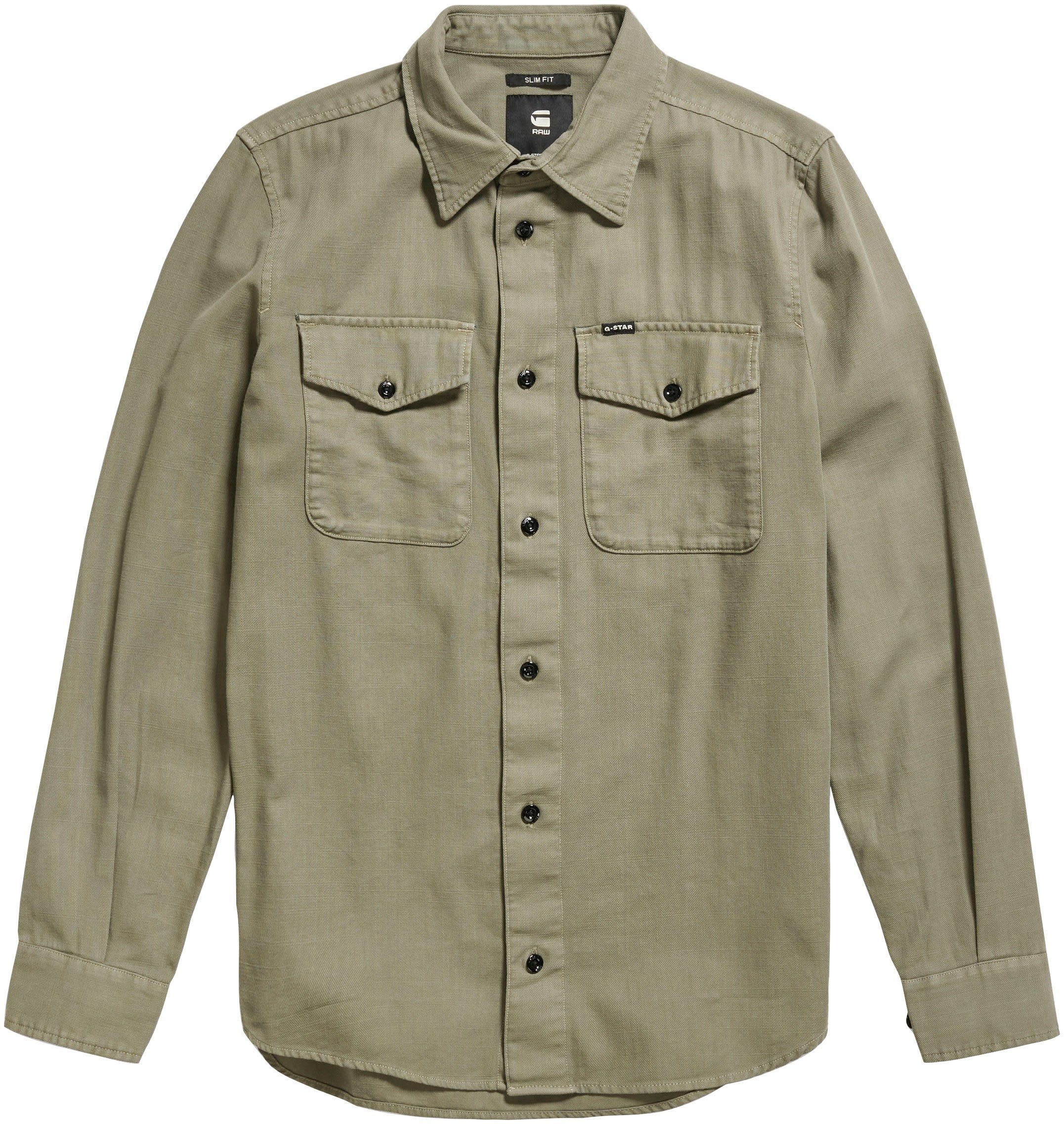 G-Star RAW Jeans overhemd Marine Slim met klepzakken