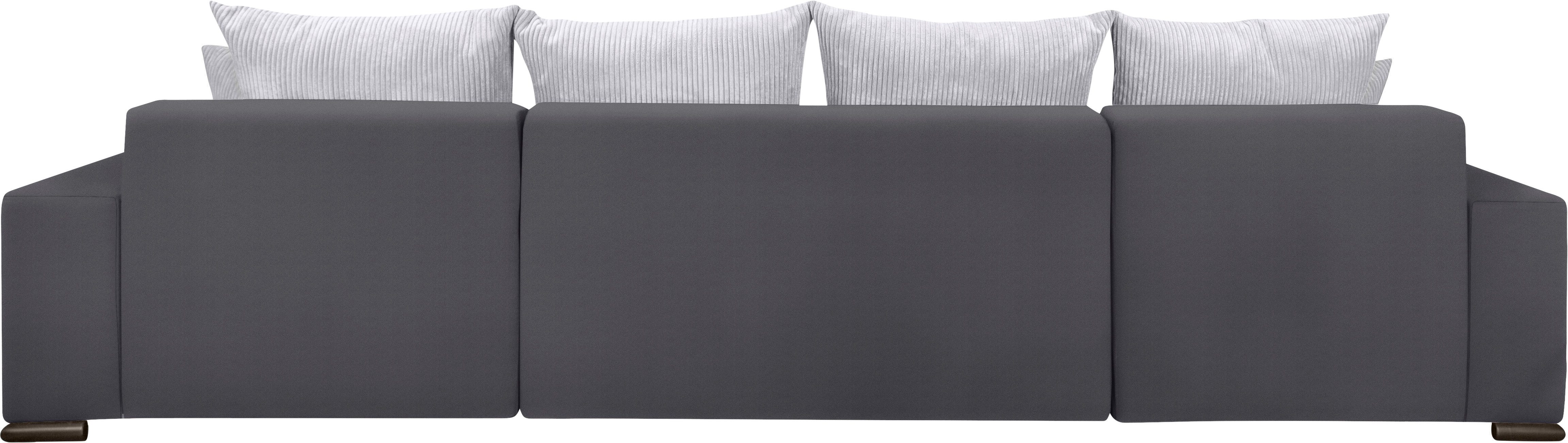 COLLECTION AB Zithoek XL-Josy U-vorm, breedte 313 cm, cord-/mix incl. bedfunctie, bedlade, met 4 gelijk grote rugkussens