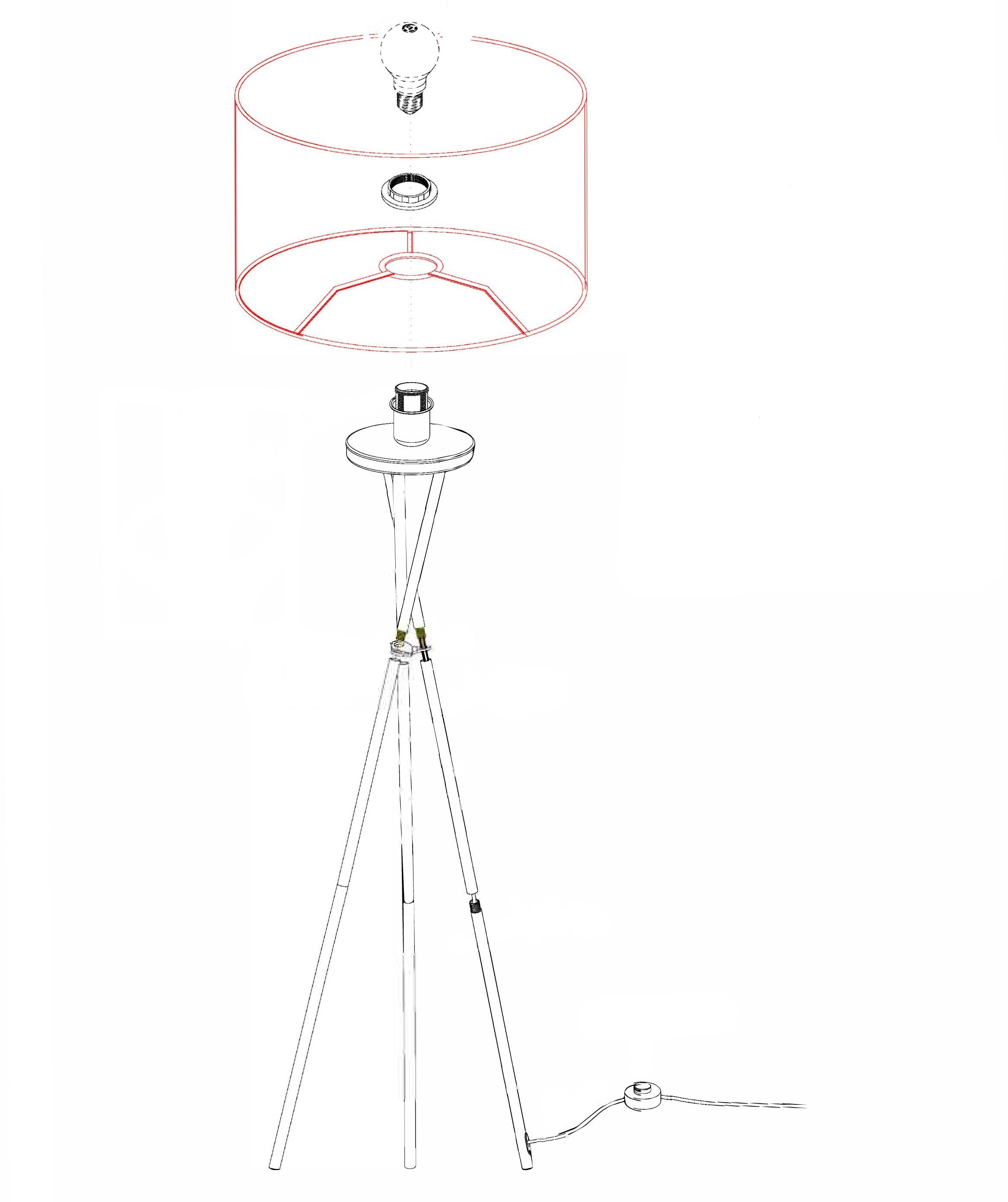 EGLO Staande lamp FONDACHELLI wit nikkel / ø 51 x h 151,5 cm / hoogwaardige staande lamp