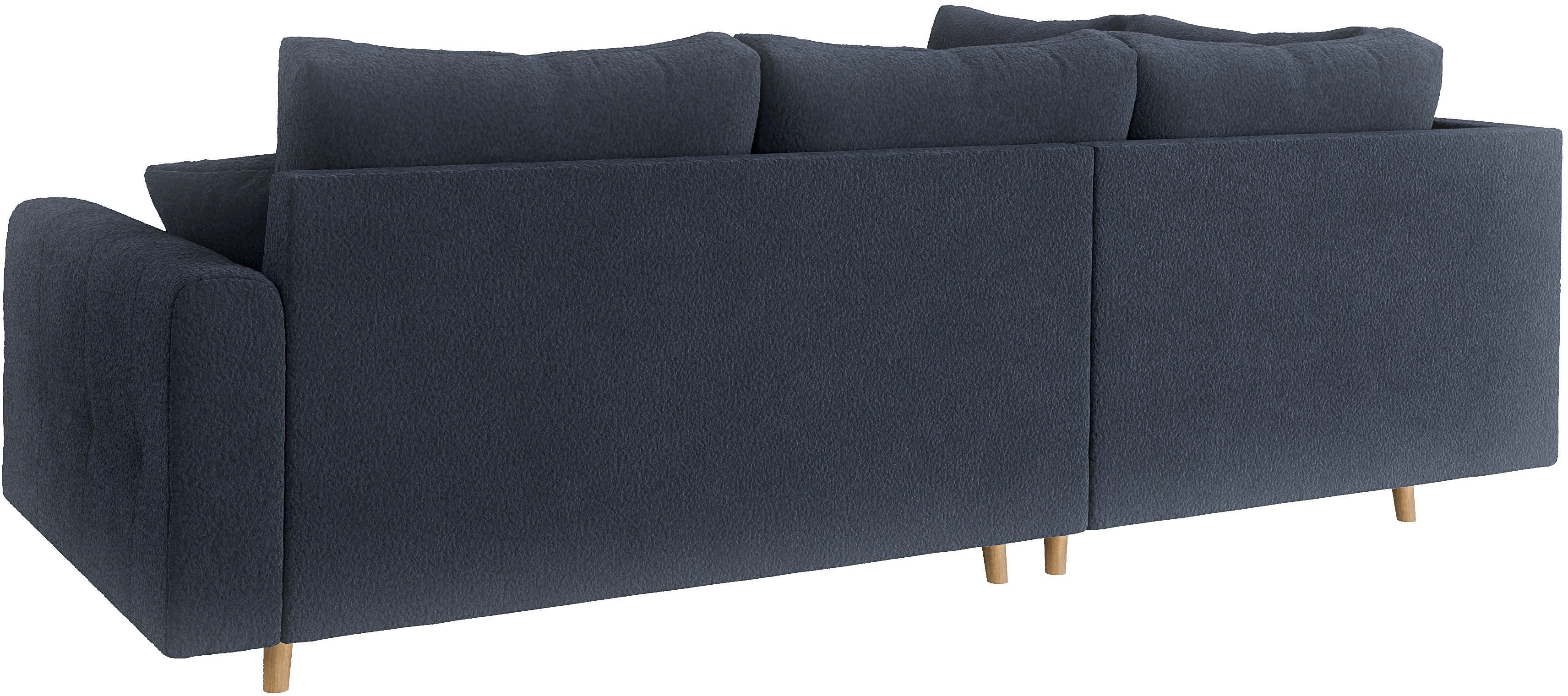 Home affaire Hoekbank CHARRE L-vorm met ottomane, afmetingen B/D/H: 231/161/81 cm fijne stiksels, losse rug- en sierkussens, ook in cord en bouclé