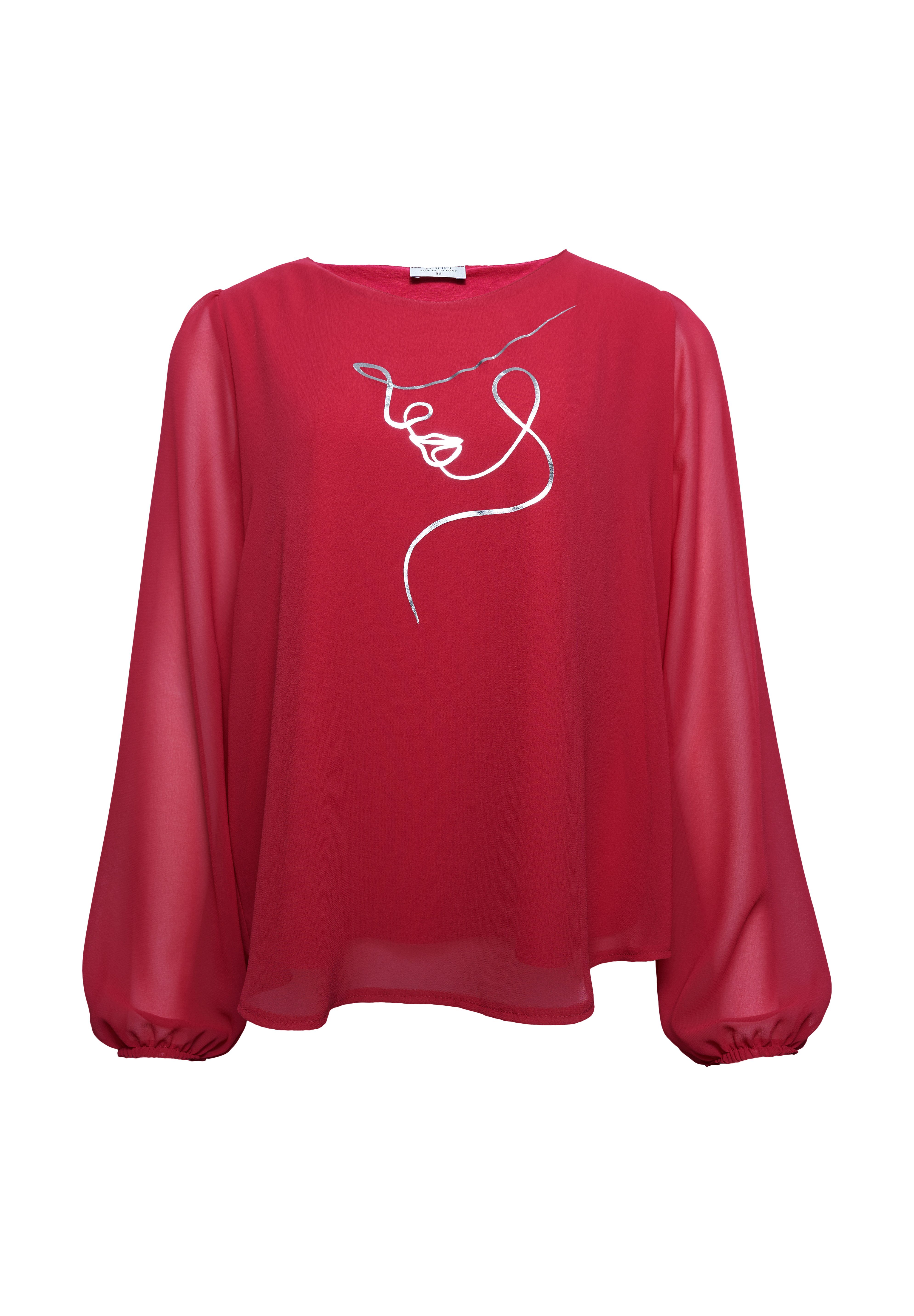 Seidel Moden Blouse met lange mouwen met glitterprint, made in germany