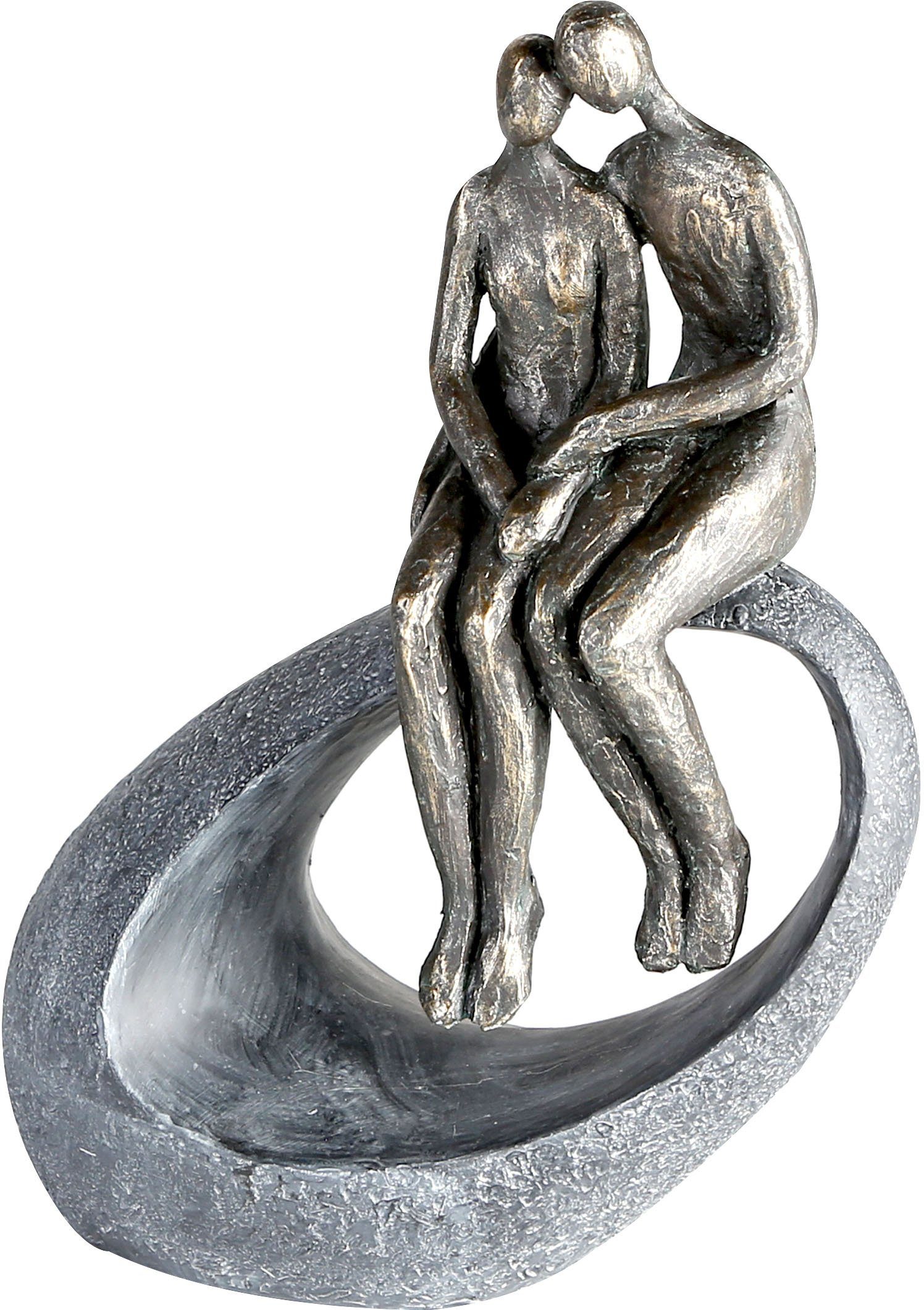 Casablanca by Gilde Decoratief figuur Sculptuur moment, bronskleurig/grijs Decoratief object, hoogte 27, paartje, met teksthanger, woonkamer (1 stuk)