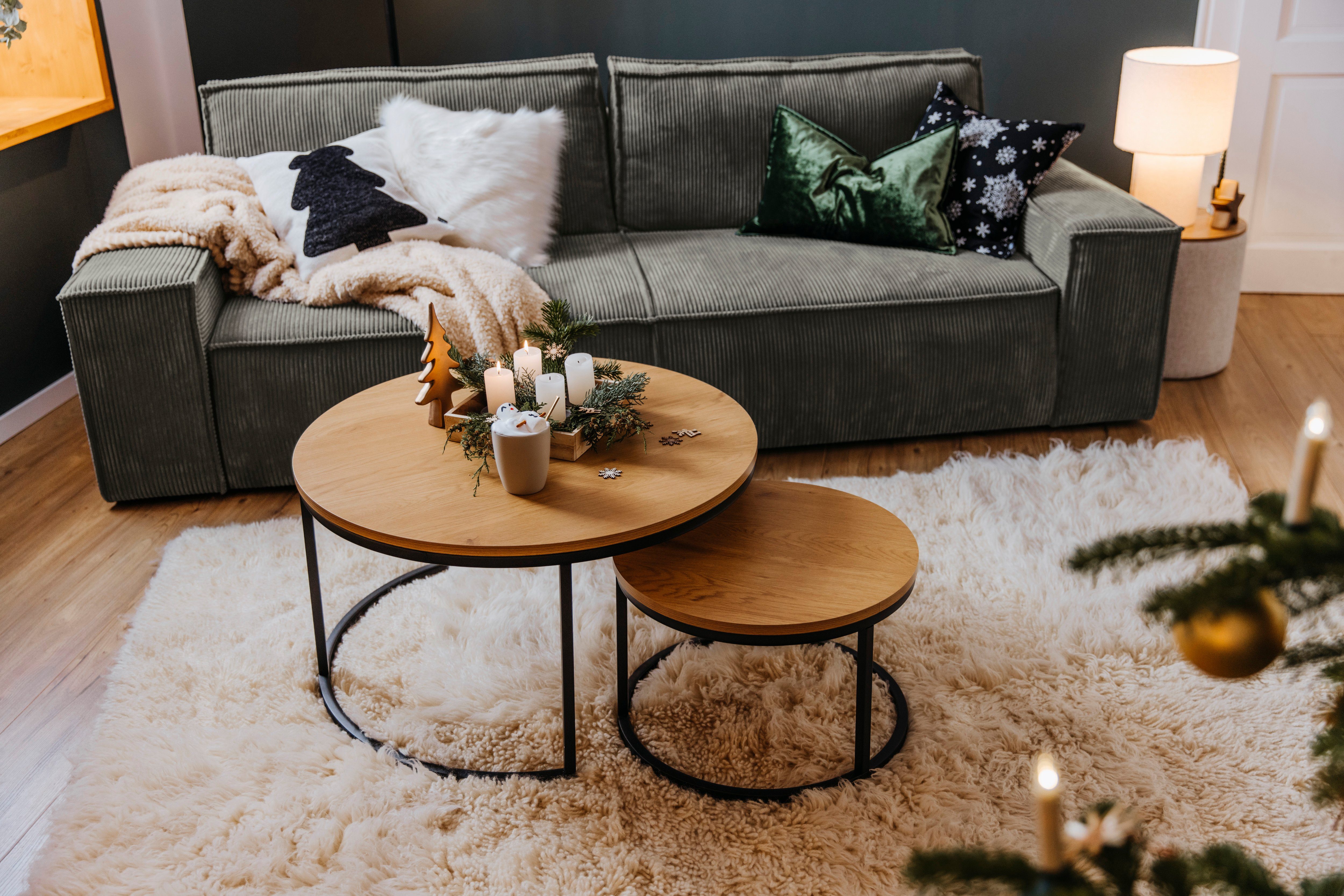 Home affaire 3-zitsbank SHERWOOD slaapbank (257 cm) ribfluweel, velours, vintage lederlook