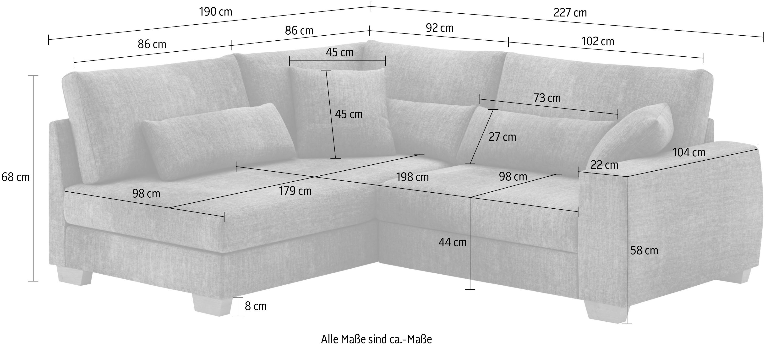 Mr. Couch Hoekbank L-model Met binnenvering, optioneel met bed en pocketvering