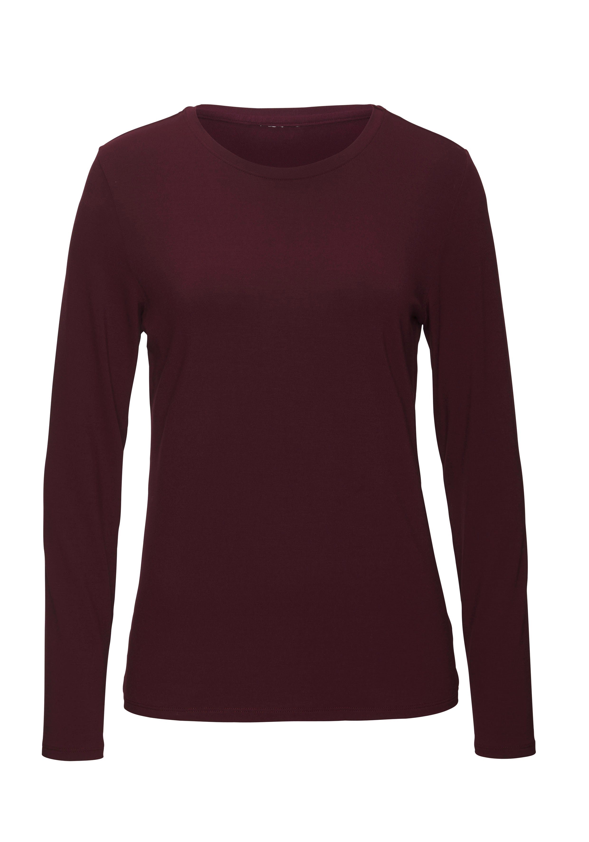Lascana Shirt met lange mouwen Van zachte viscose-stretch van zachte viscosekwaliteit (Set van 2)