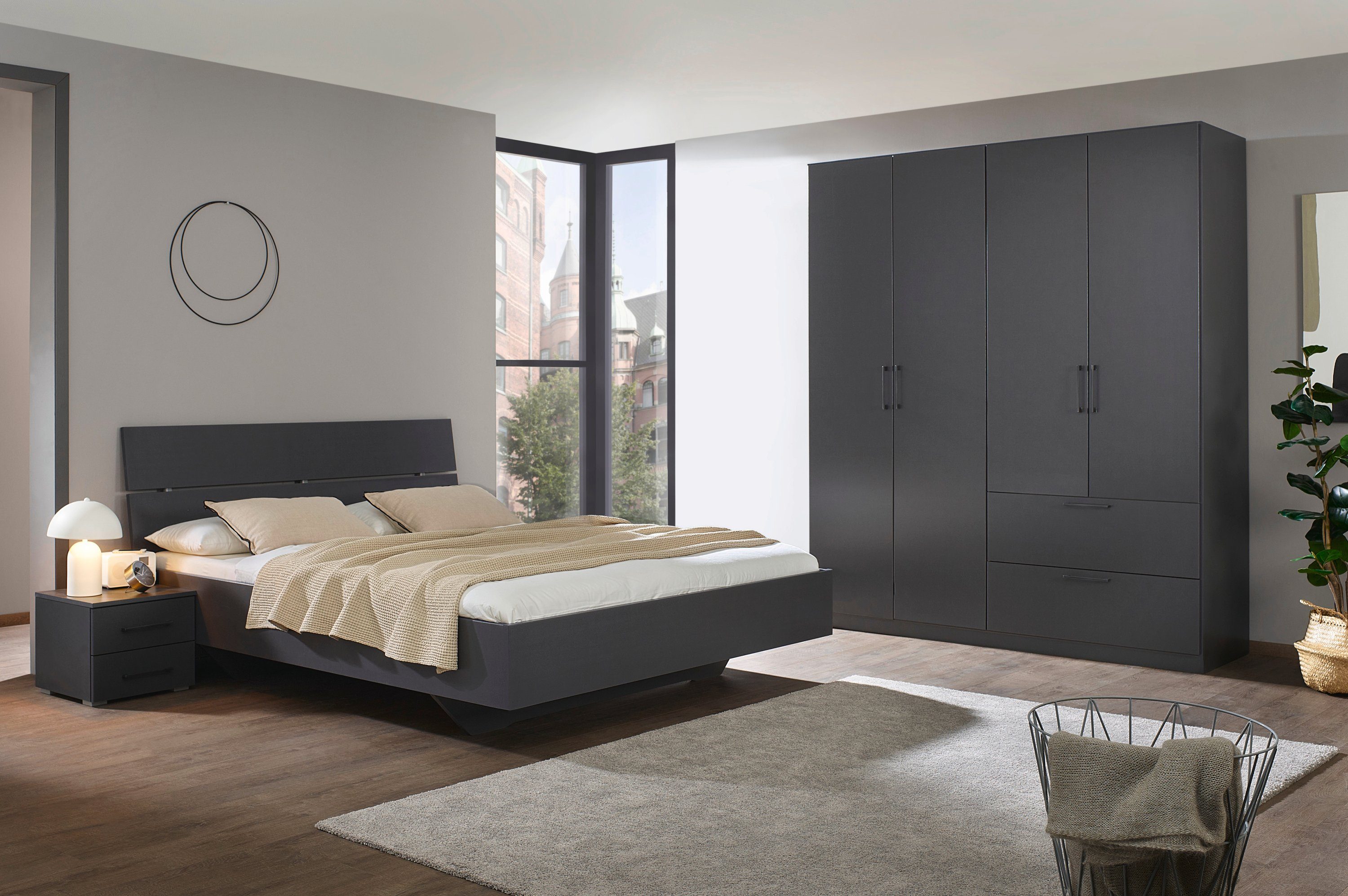 Slaapkamerserie Compleet slaapkamer Challenger (Set van 4 delen) Kast 2 breedtes, bed 3 breedtes, 2 nachttafels MADE IN GERMANY
