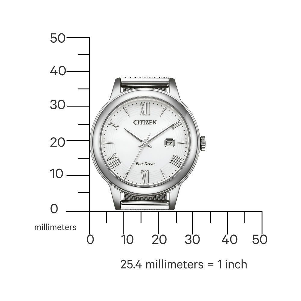 Citizen Solarhorloge Polshorloge, dameshorloge, roestvrijstalen band, analoog, datum, Eco-Drive