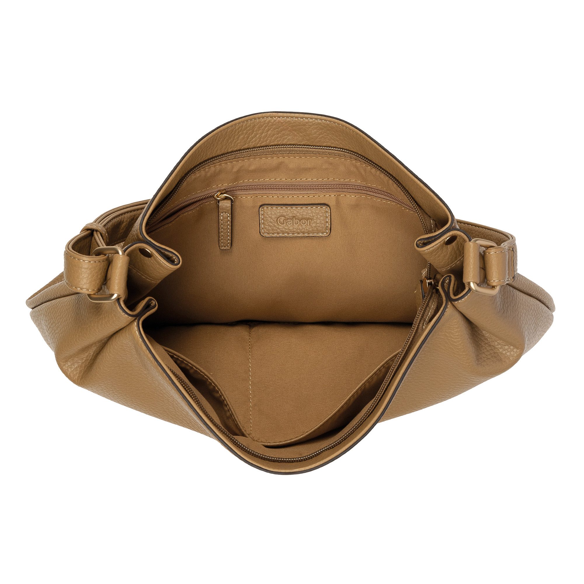 Gabor Hobo-tas TELIA discrete plooien, elegante ritssluiting met gouden sierkubus