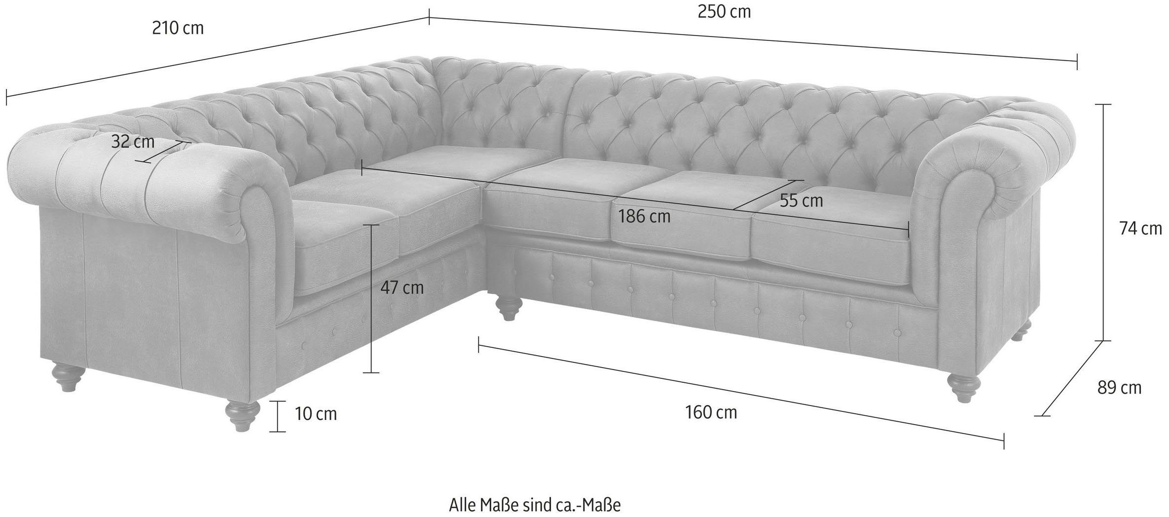 Home affaire Chesterfield-bank Chesterfield hoekbank, ook in leer L-vorm hoogwaardige knoopdetails, langer gedeelte links of rechts naar keuze