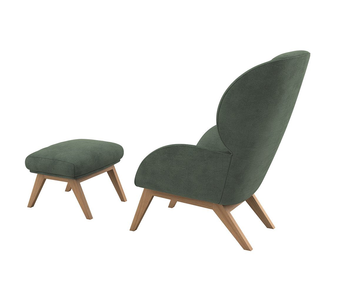 FLEXLUX Oorfauteuil Adria Stijl & comfort, organische vorm, eikenhouten voet