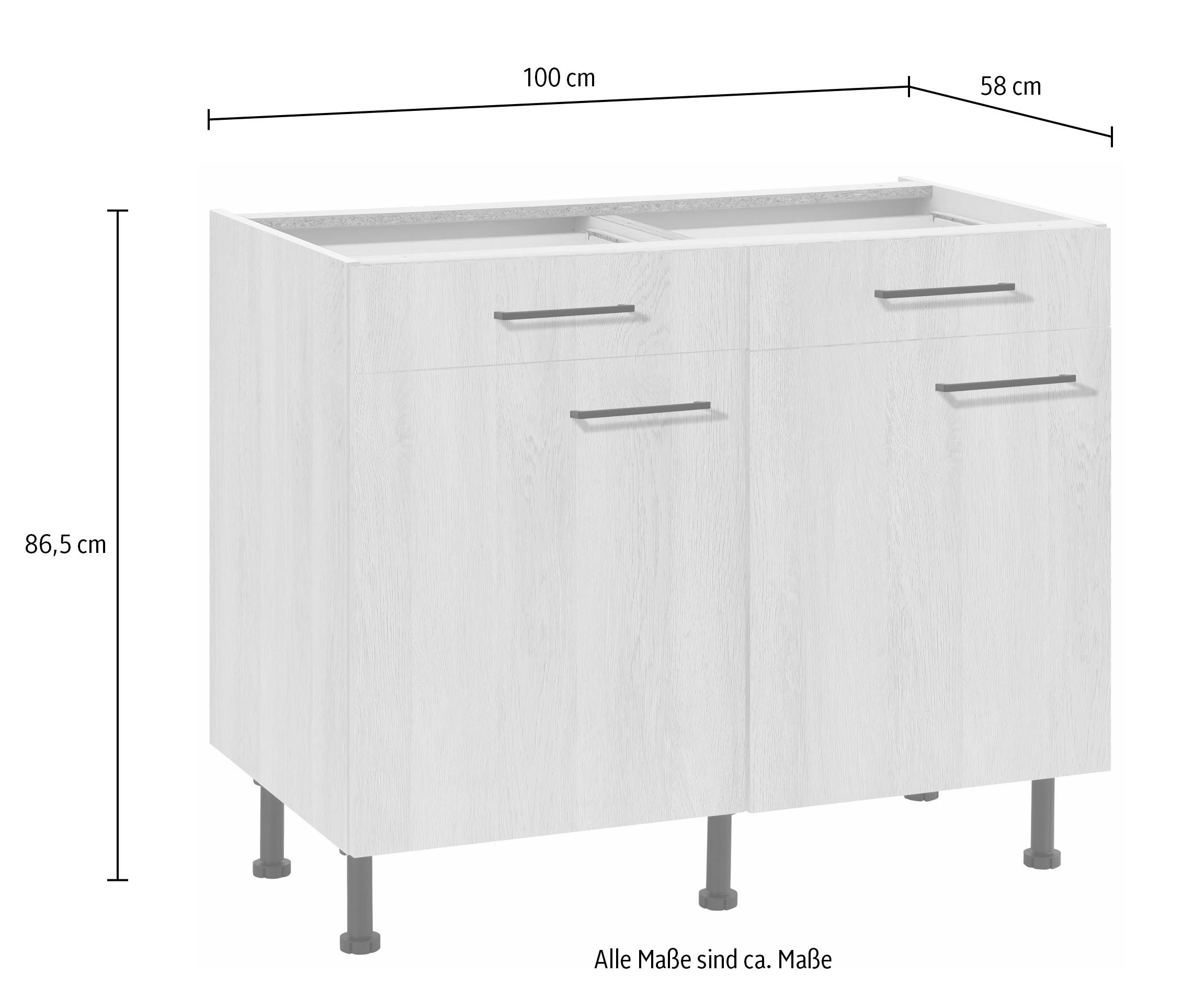 wiho Küchen Onderkast Nisos 100 cm breed, soft-close in lades, verstelbare voeten, zonder blad