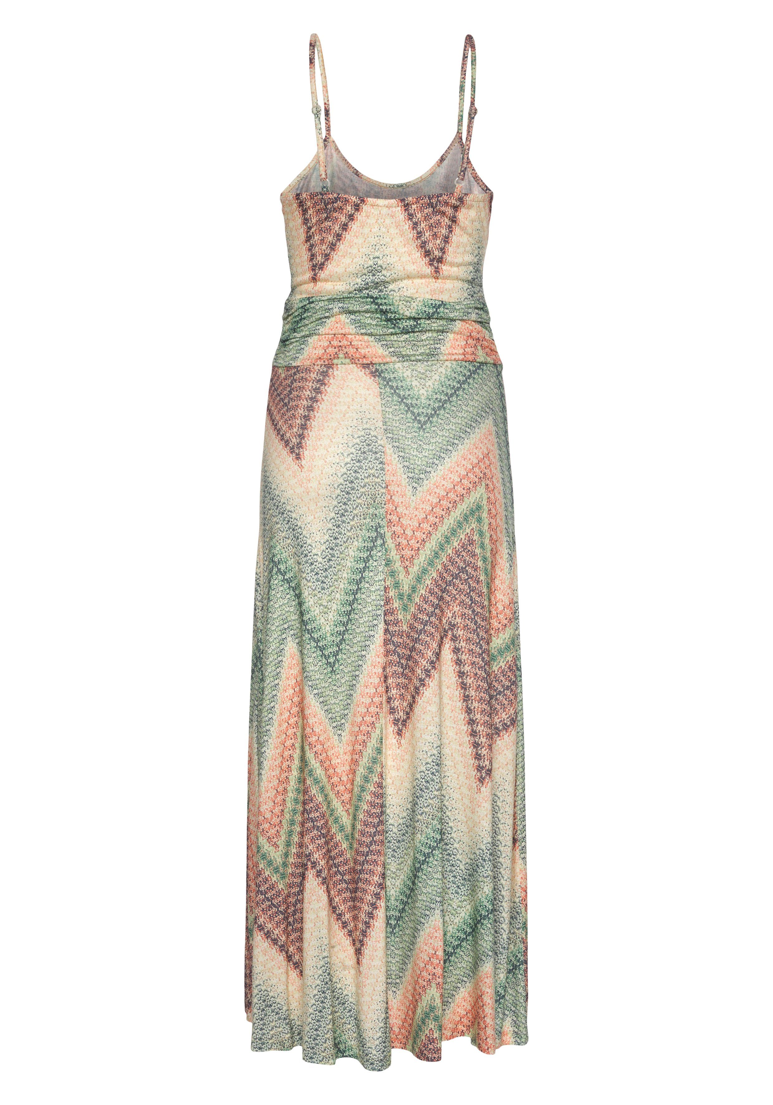 Lascana Midi-jurk met zomerse print en split, zomerjurk, strandjurk