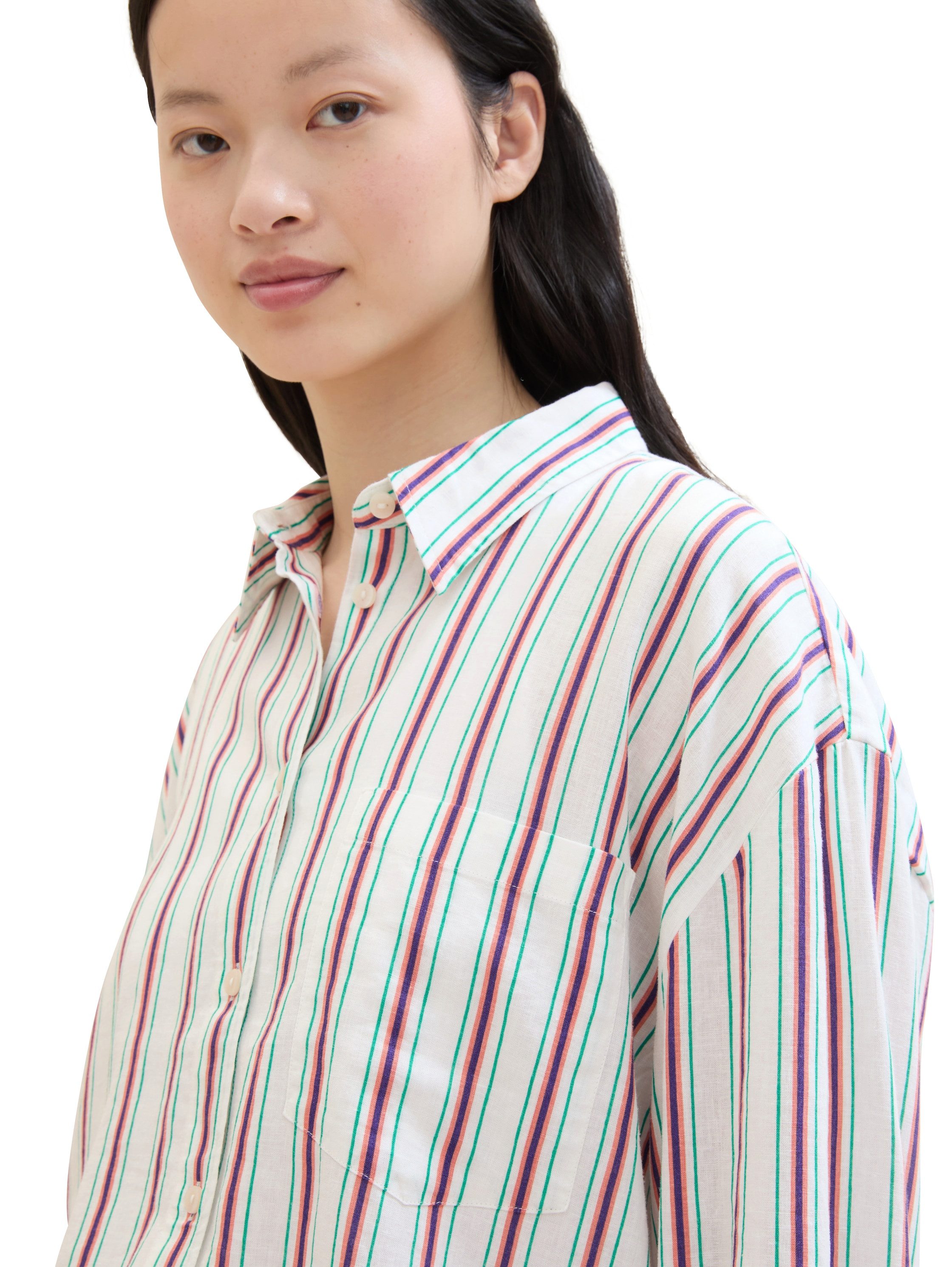 Tom Tailor Denim Lange blouse met gestreept patroon