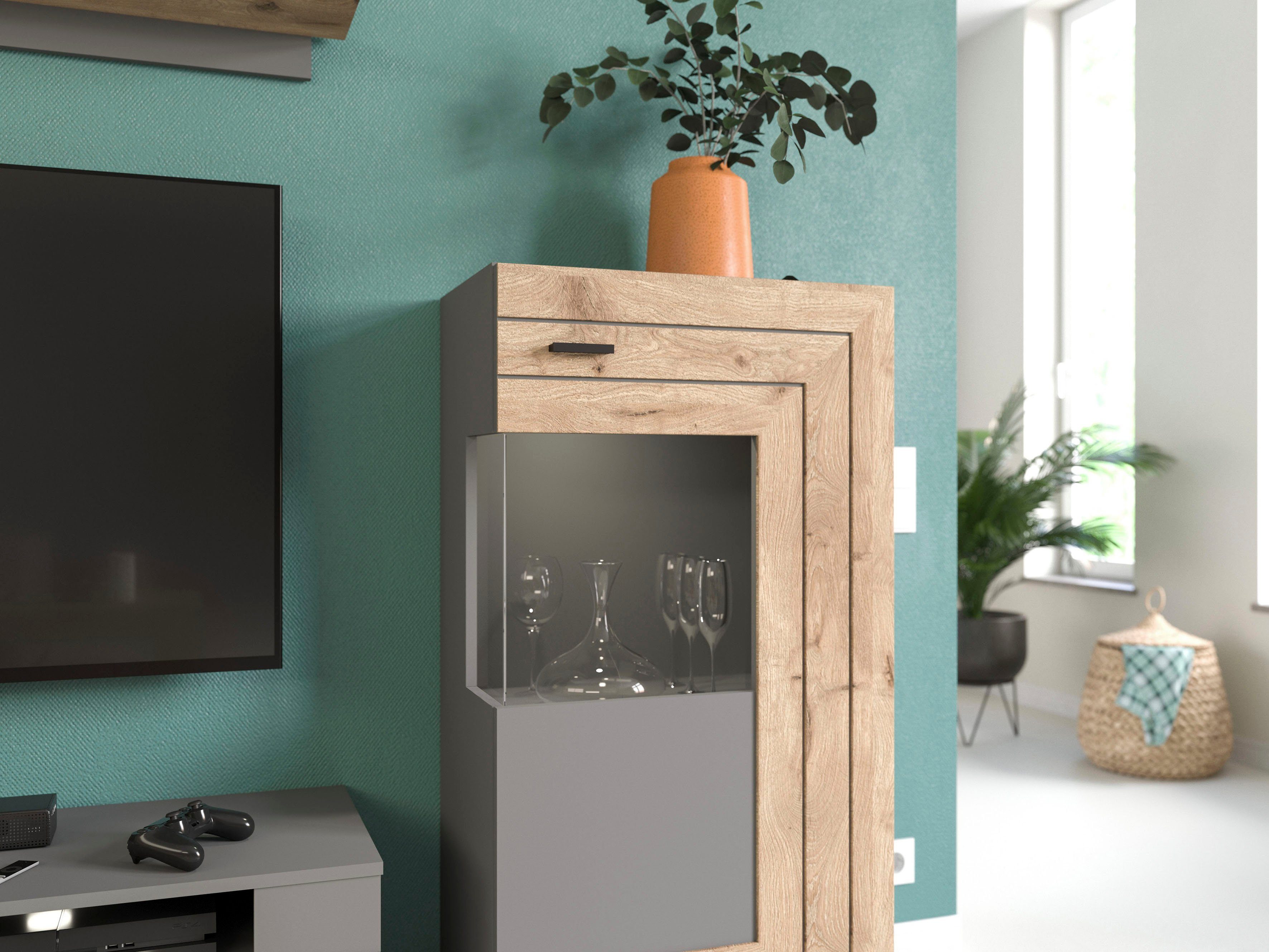 INOSIGN Wandmeubel Aalborg, breedte 290 cm, 2-kleurig, metalen handgrepen, 4-delig, bestaande uit: (4-delig)