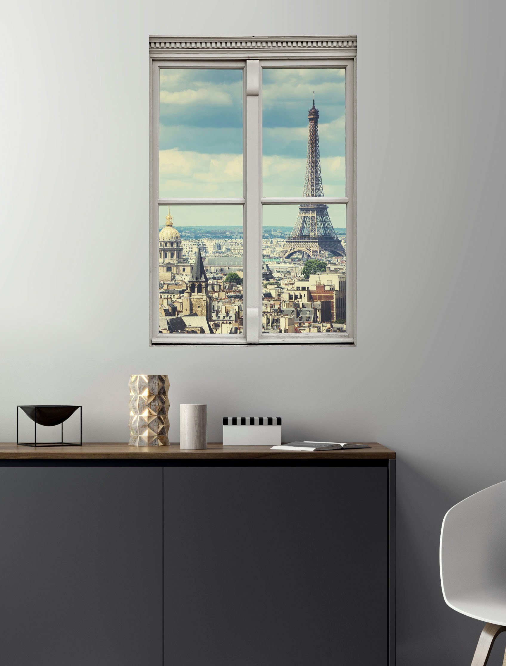 queence Wandfolie Paris Muursticker, muurdecoratie, zelfklevend, 3D, raam