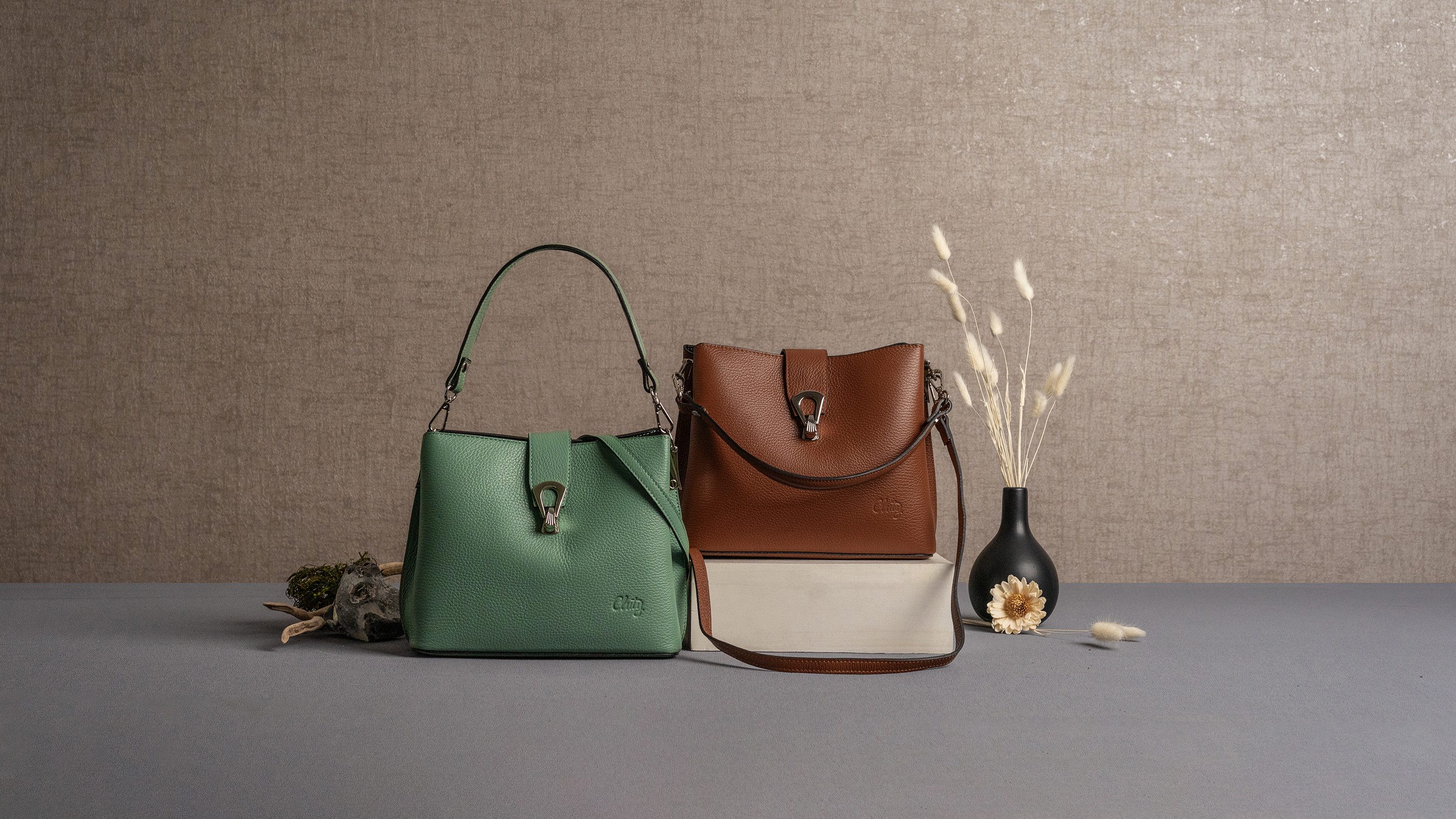 Cluty Schoudertas echt leer, made in italy