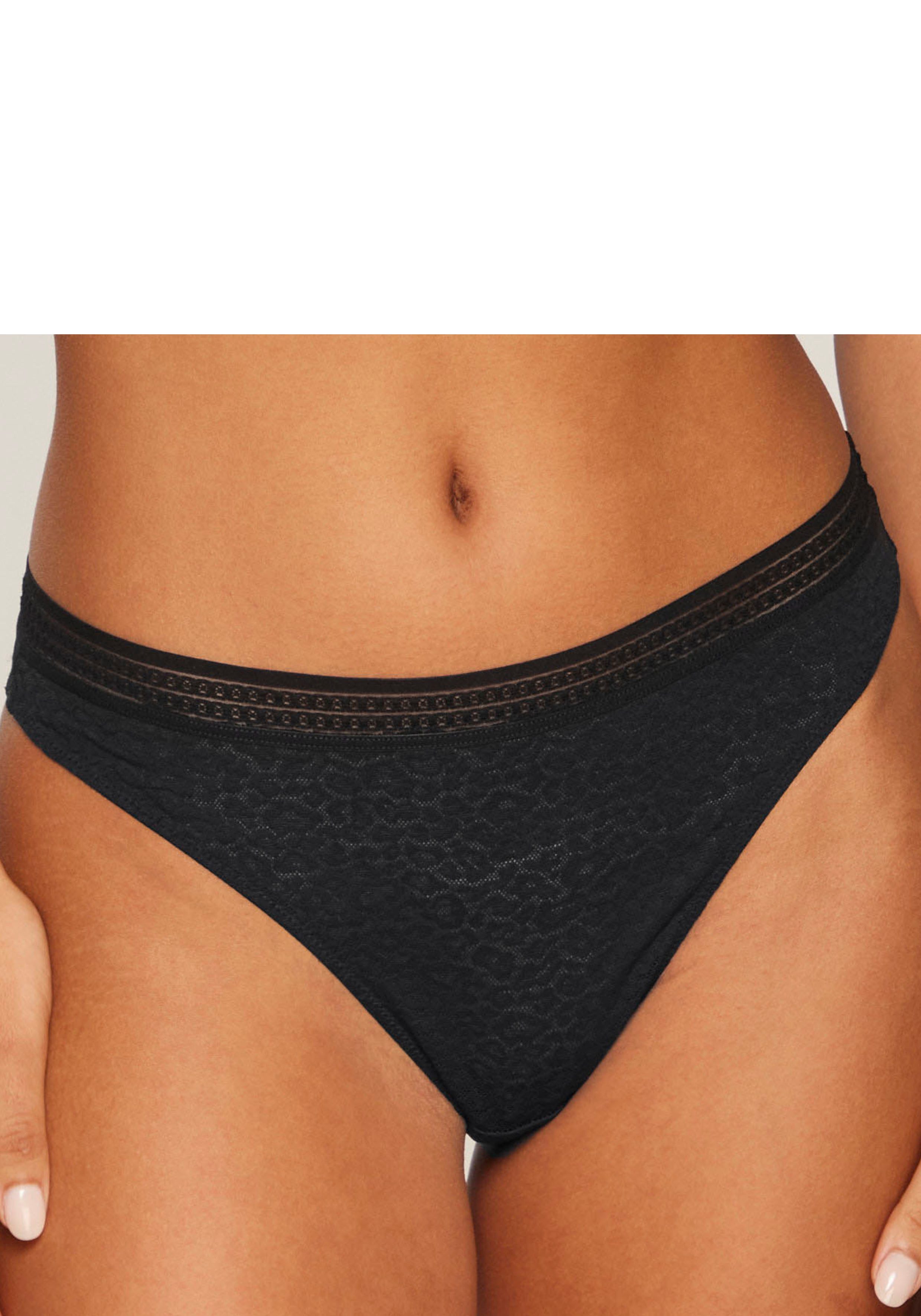 Lascana String Freya van kant in leoprint met modieuze band, sexy lingerie dames strings maat 32/34 zwart