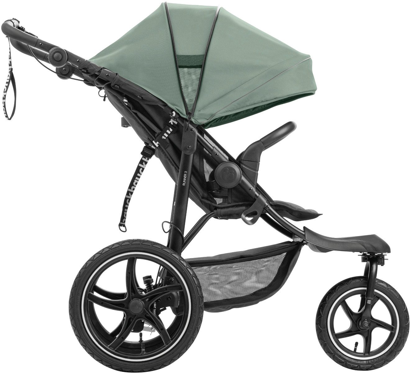 Hauck Kinderwagen met drie wielen Runner 3, Jungle Green met xxl-luchtwielen en handrem, tot 22 kg belastbaar