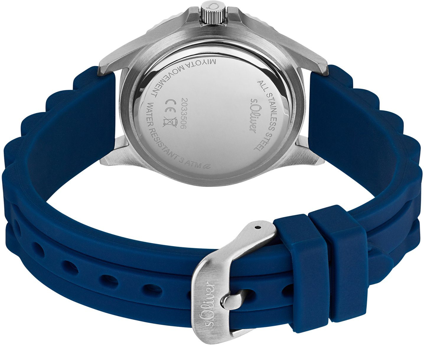 s.Oliver Kwartshorloge 2033506 Armbandhorloge, kinderenhorloge, analoog, siliconen armband, cadeau-idee