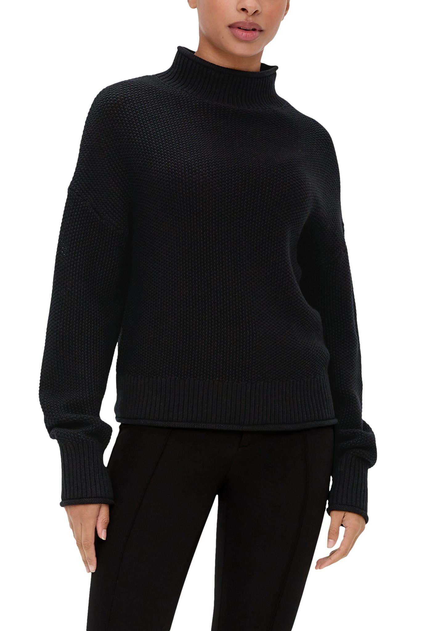 QS by s.Oliver Gebreide pullover met opstaande kraag