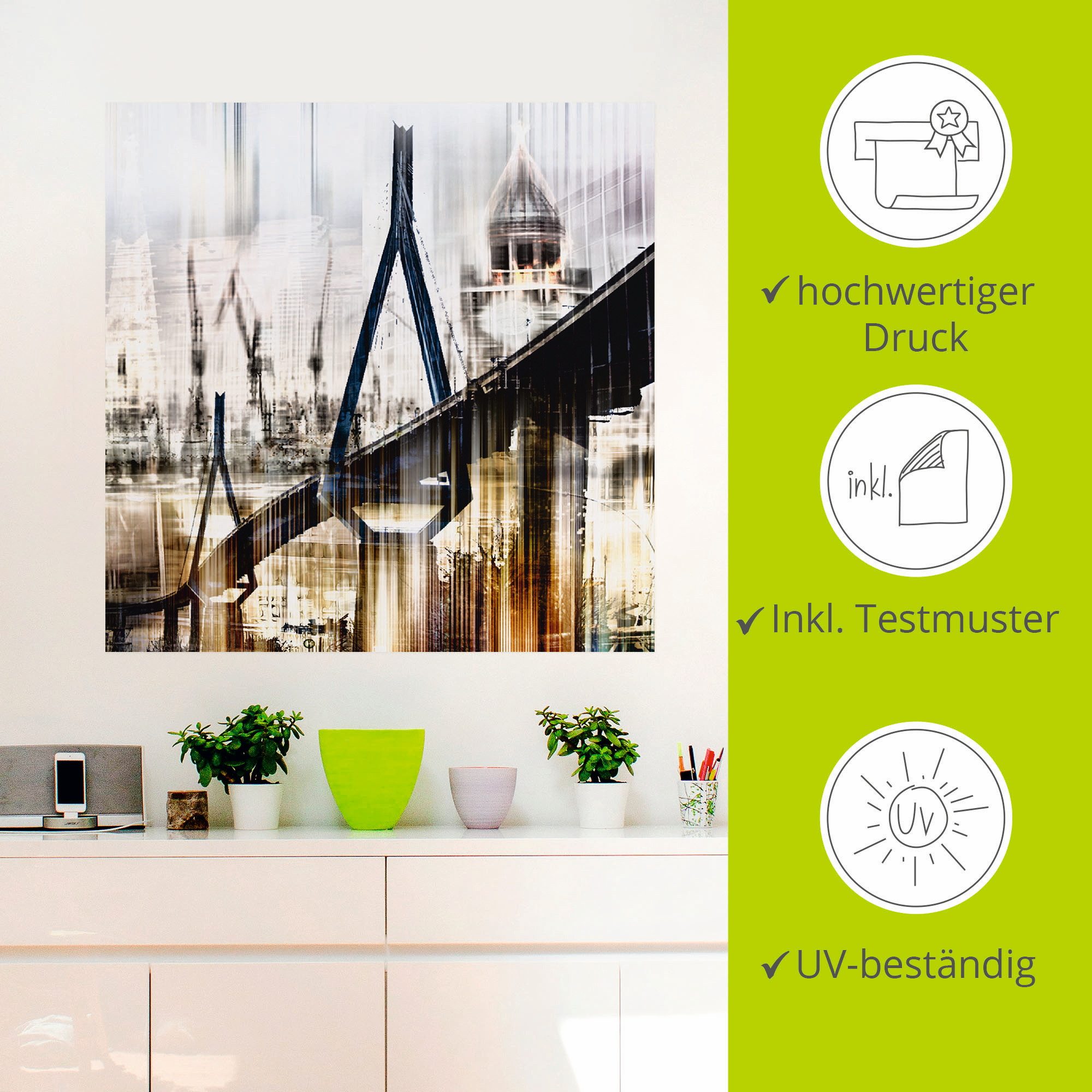 Artland Artprint Hamburg Skyline collage III als artprint op linnen, muursticker in verschillende maten