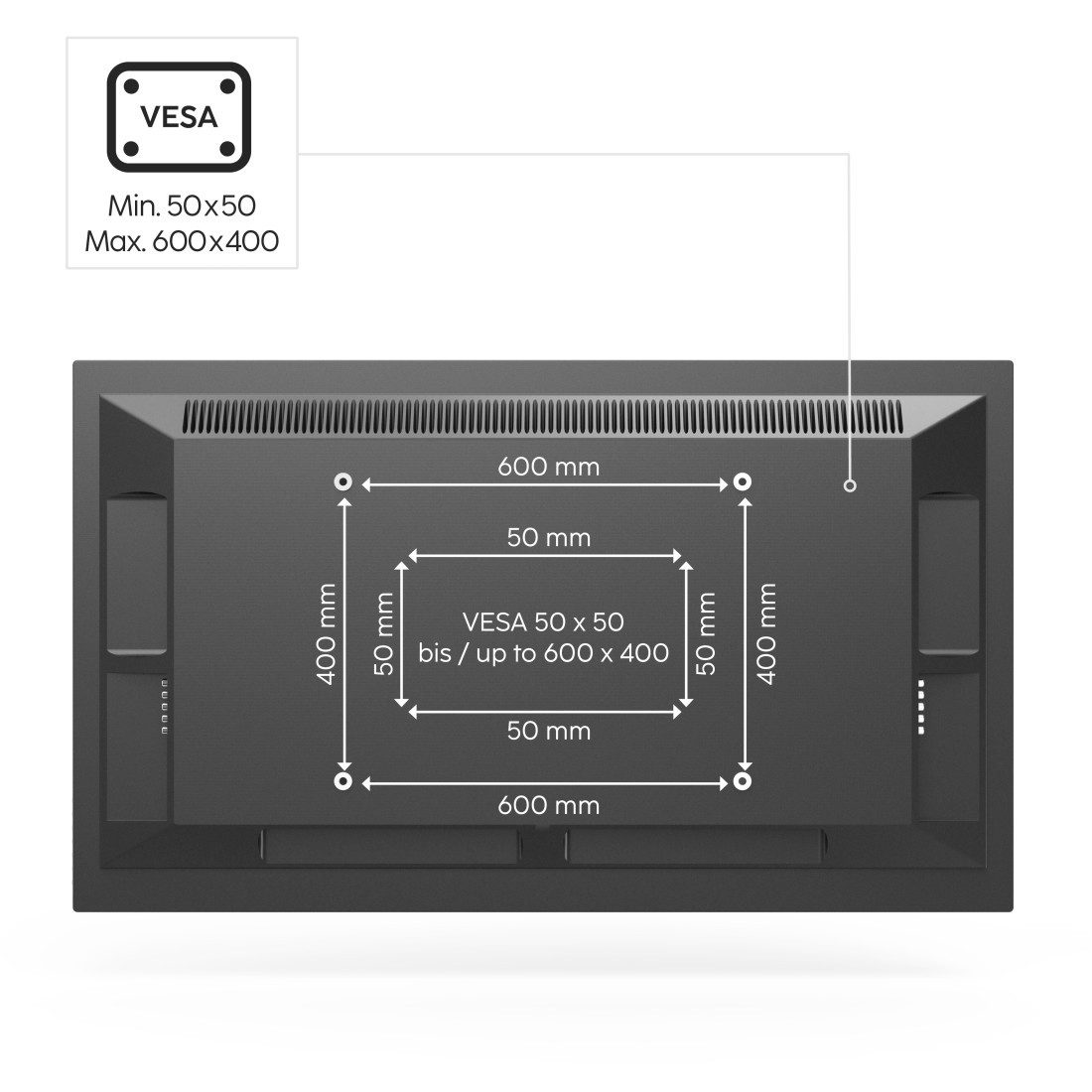 Hama Tv-wandhouder Wandbeugel ultra dun (vast, 37" - 90", VESA 600x400)