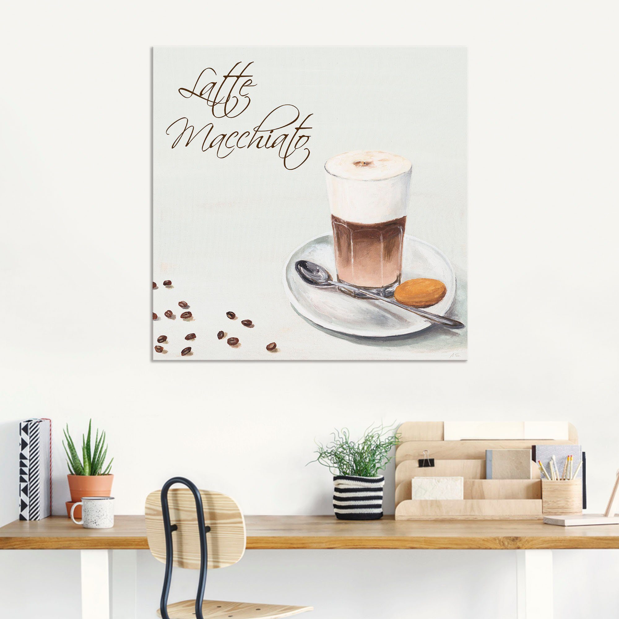 Artland Aluminium dibond print Latte macchiato II geschikt voor binnen en buiten, buitenafbeelding