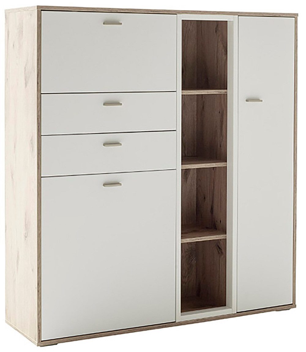 MCA furniture Highboard SANTERNO met 2 deuren, 2 lades, gedempt, 1 klep, 4 vakken, breedte 124 cm