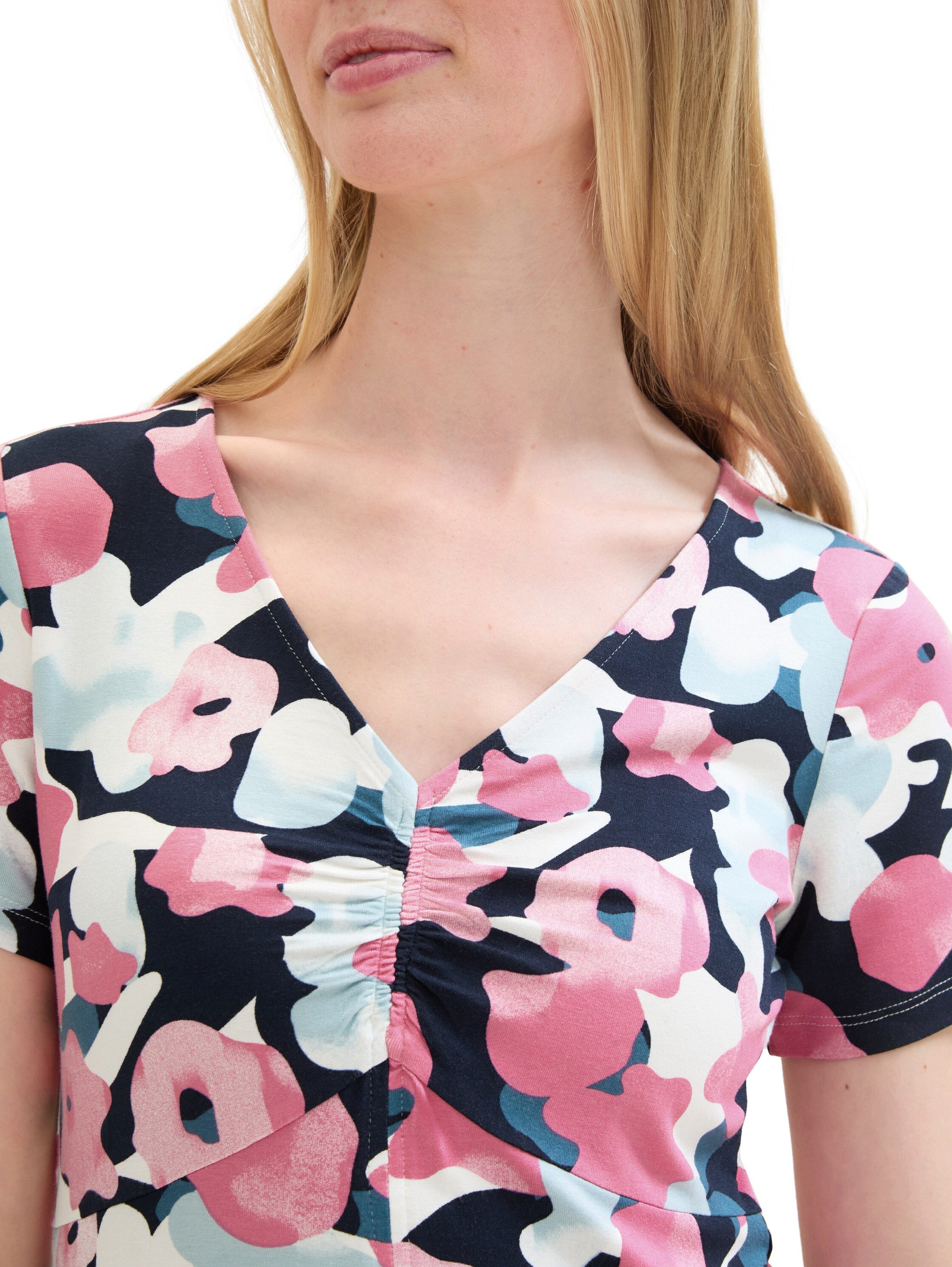 Tom Tailor Mini-jurk met allover-print en v-hals