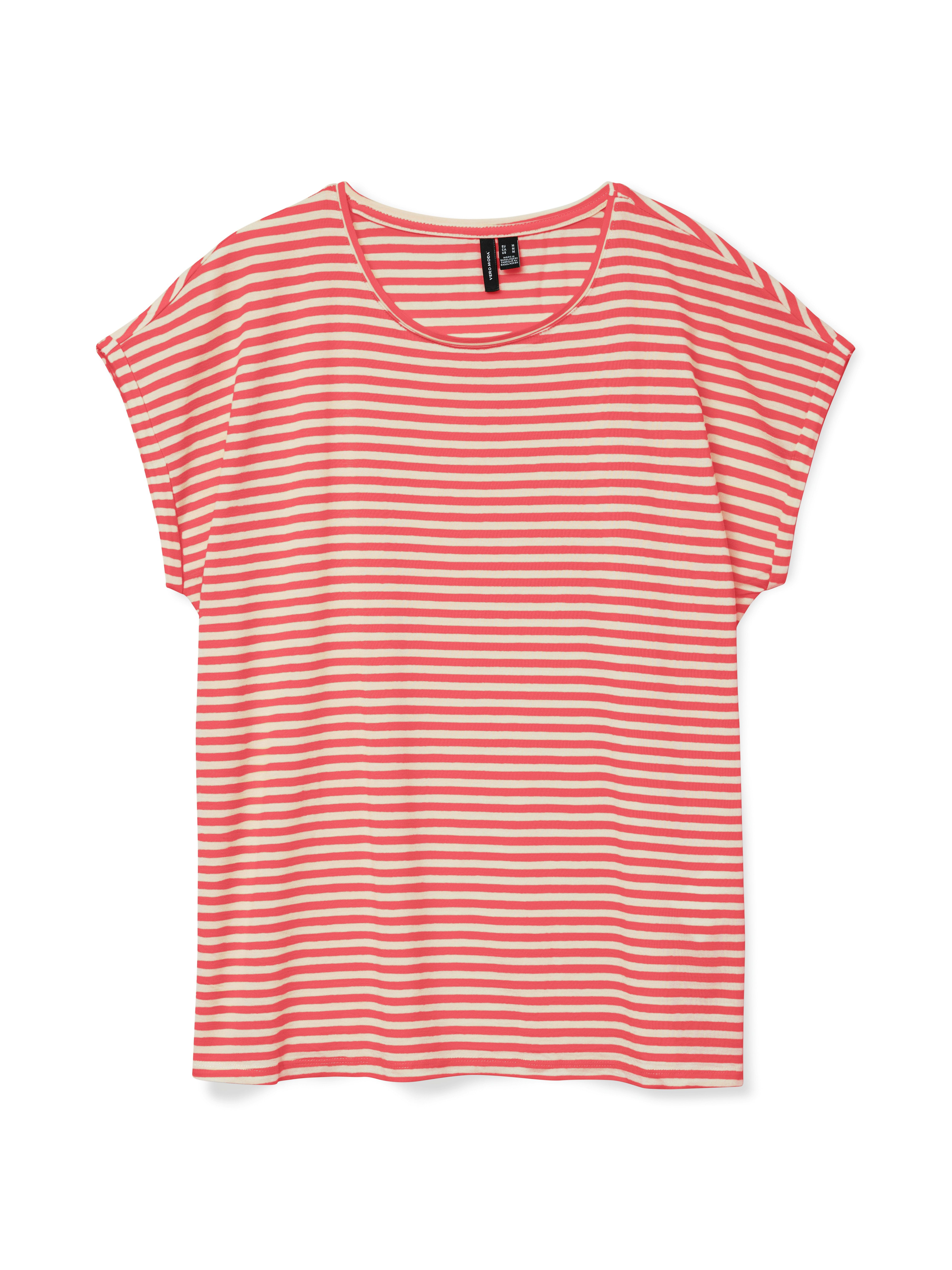 Vero Moda Shirt met ronde hals VMAVA PLAIN SS TOP STRIPE GA JRS NOOS