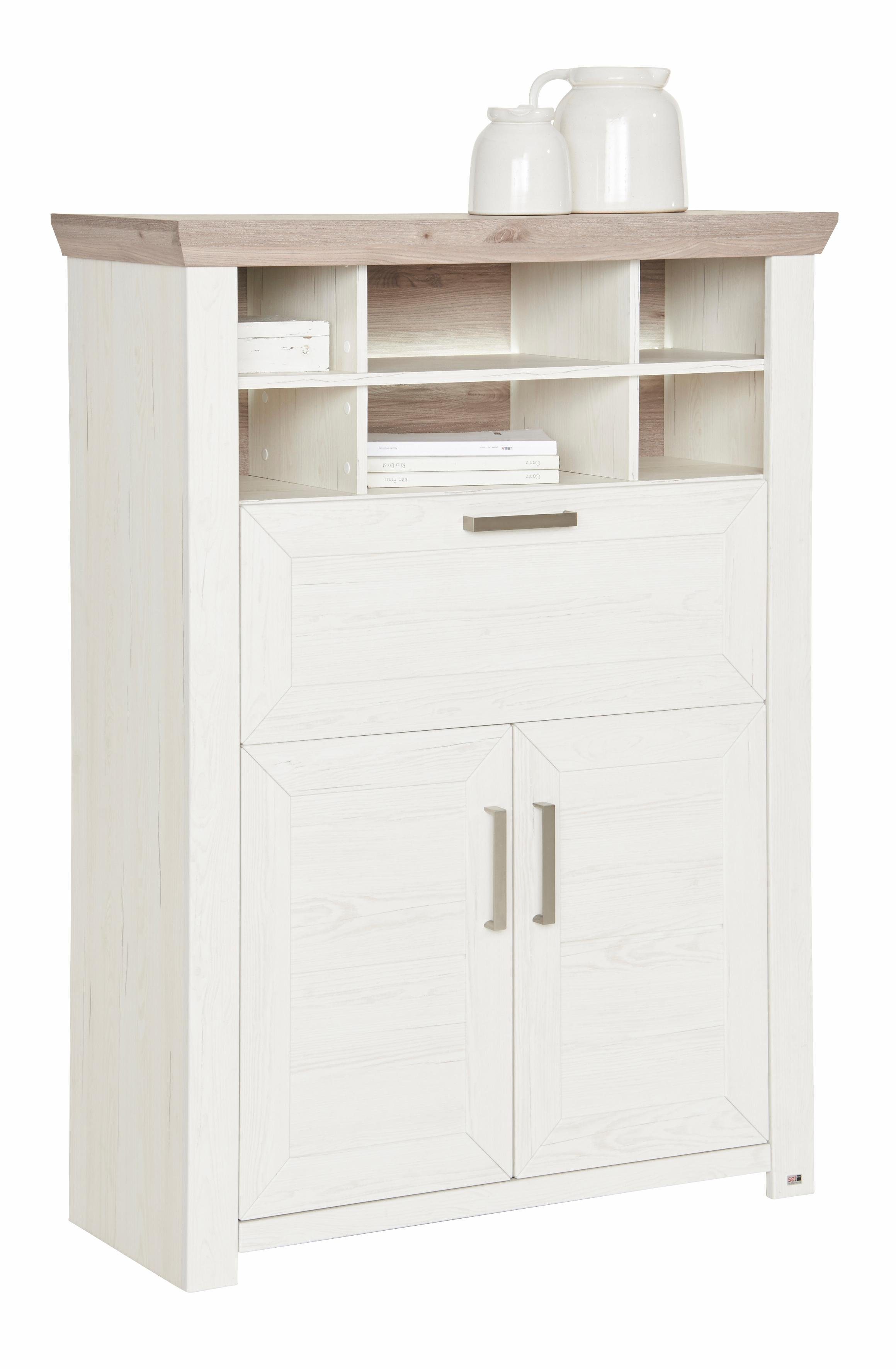set one by Musterring Highboard York Type 15, met houten deuren en klep, verlichting optioneel, breedte 105 cm