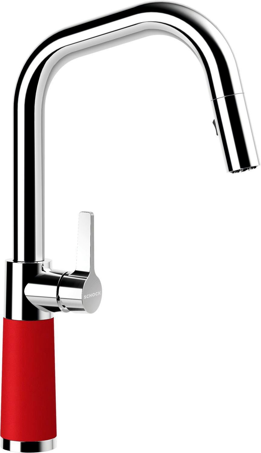 Schock Keukenkraan SC-530 SB uitschuifbaar, straal-douche, terugstroombegrenzer, draaibereik 120° keukenkranen rood