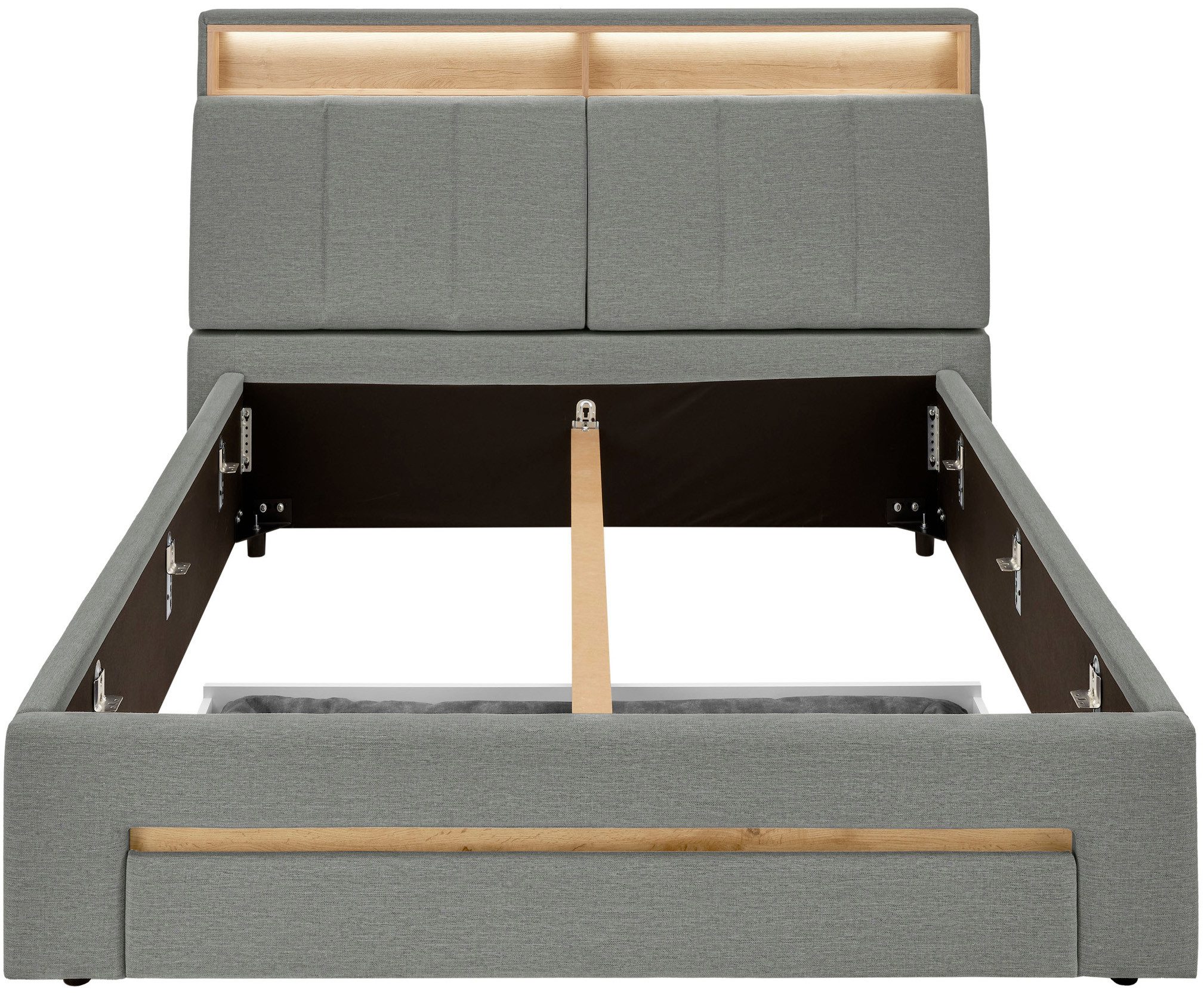 INOSIGN Gestoffeerd bed CiTY/GiRON,, gepolsterd opbergbed, met LED-verlichting Bedkisten met hondenbed of als opbergruimte, opklapbare hoofdeinden
