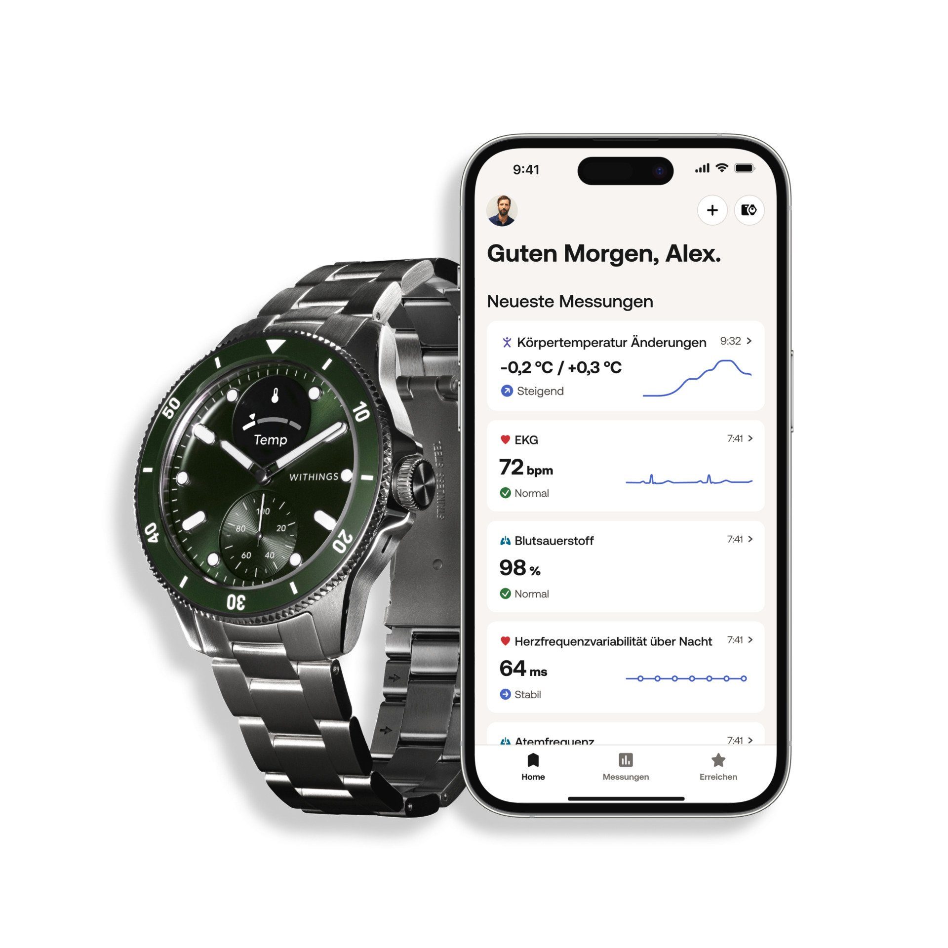 Withings Smartwatch ScanWatch Nova 1,6 cm (0,63 inch) oled, ekg, temperatuurtracking, 10 atm, saffierglas