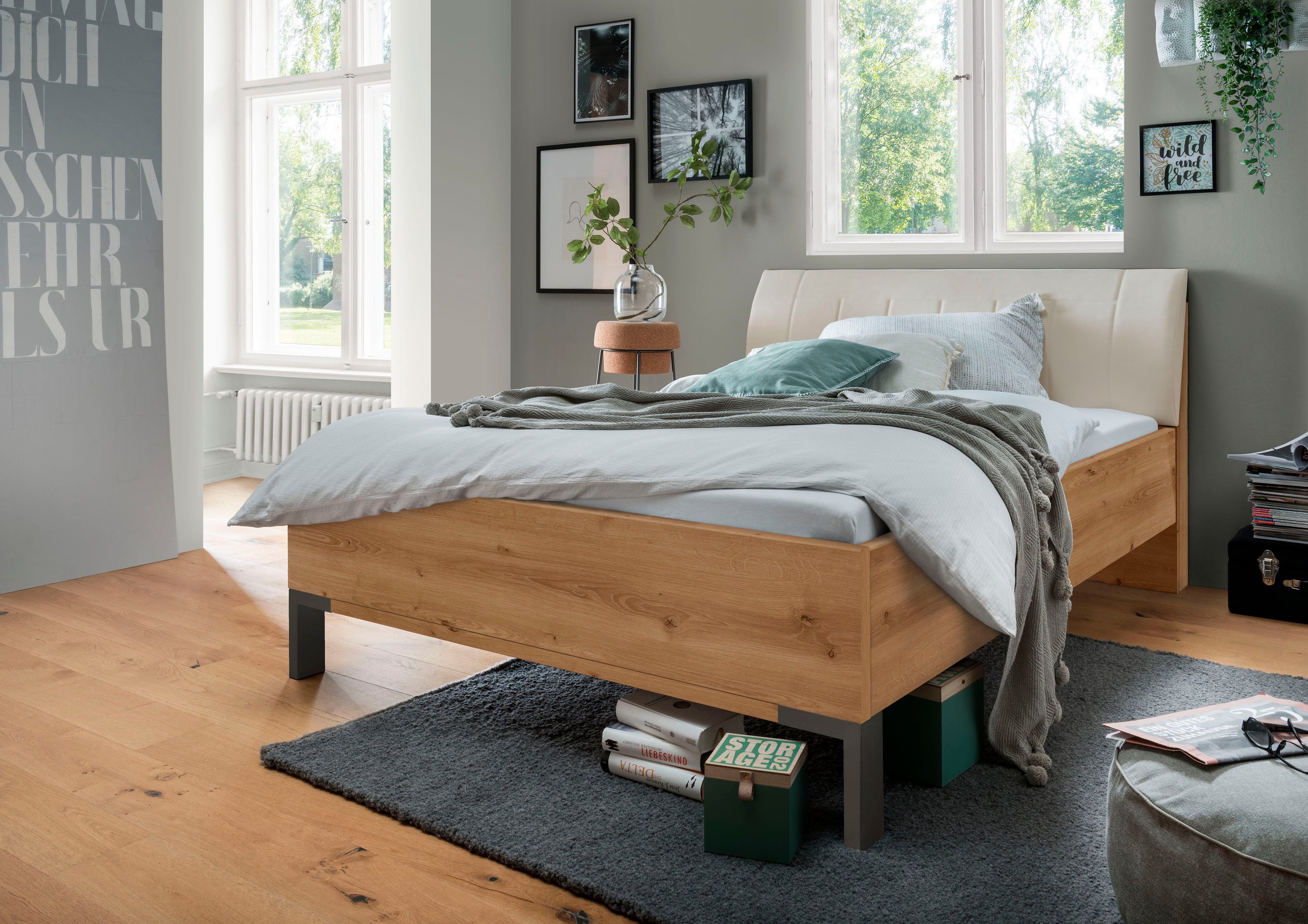 WIEMANN Futonbed Monaco, Bedframe, Bedframe, comfortabel gestoffeerd hoofdbord