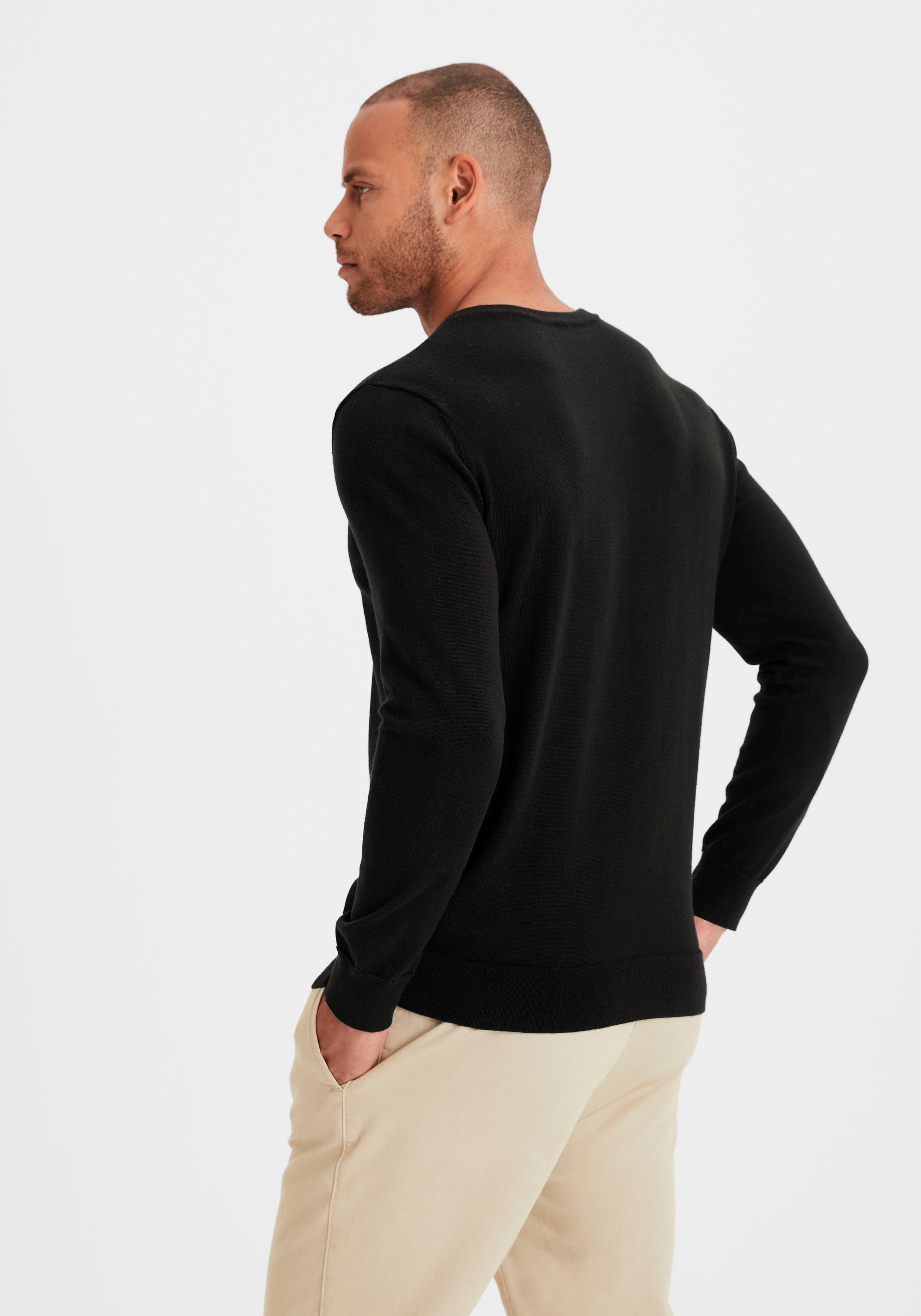 H.I.S Gebreide trui met v-hals, pullover van fijn breiwerk, katoenmix