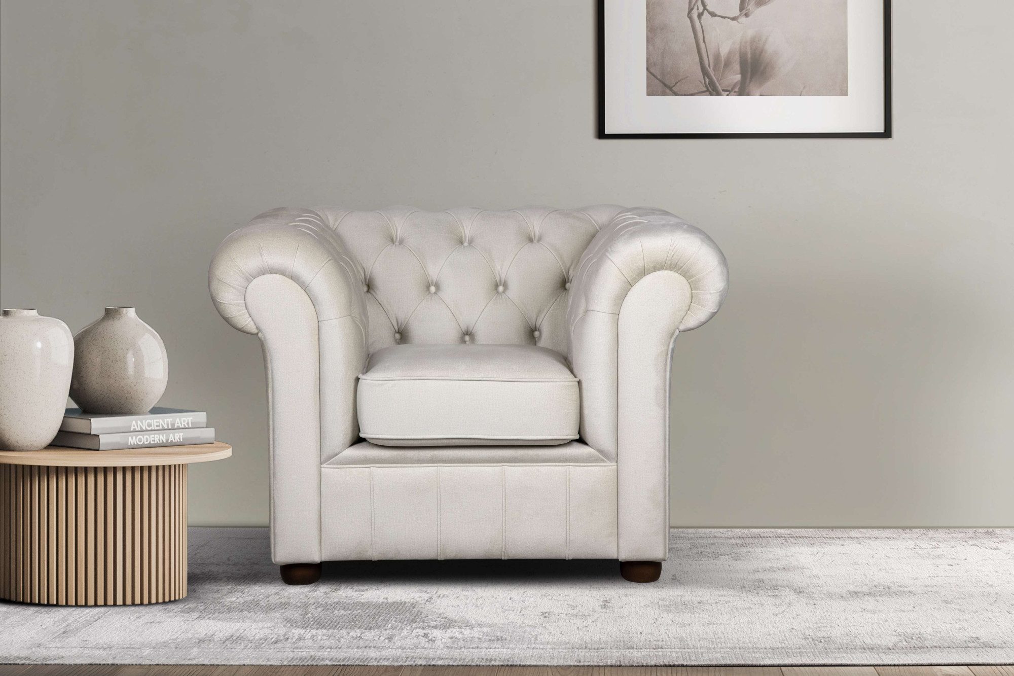 Home affaire Fauteuil CHARENTE, Chesterfield, golfsysteem, afmetingen B/D/H: 105/89/74 cm
