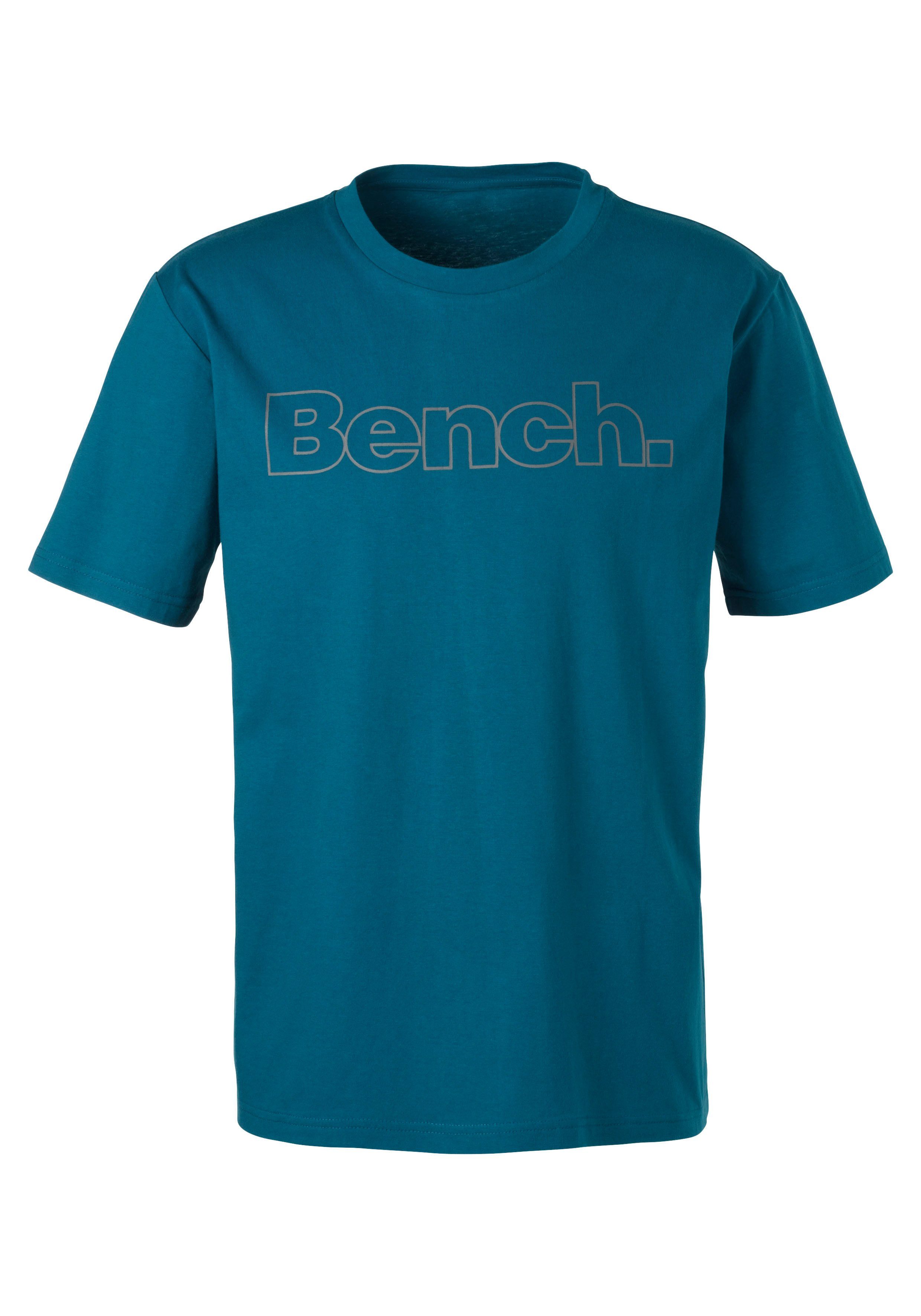 Bench. Loungewear T-shirt Shirt met logoprint, basic shirt met ronde hals van 100% katoen (2-delig)