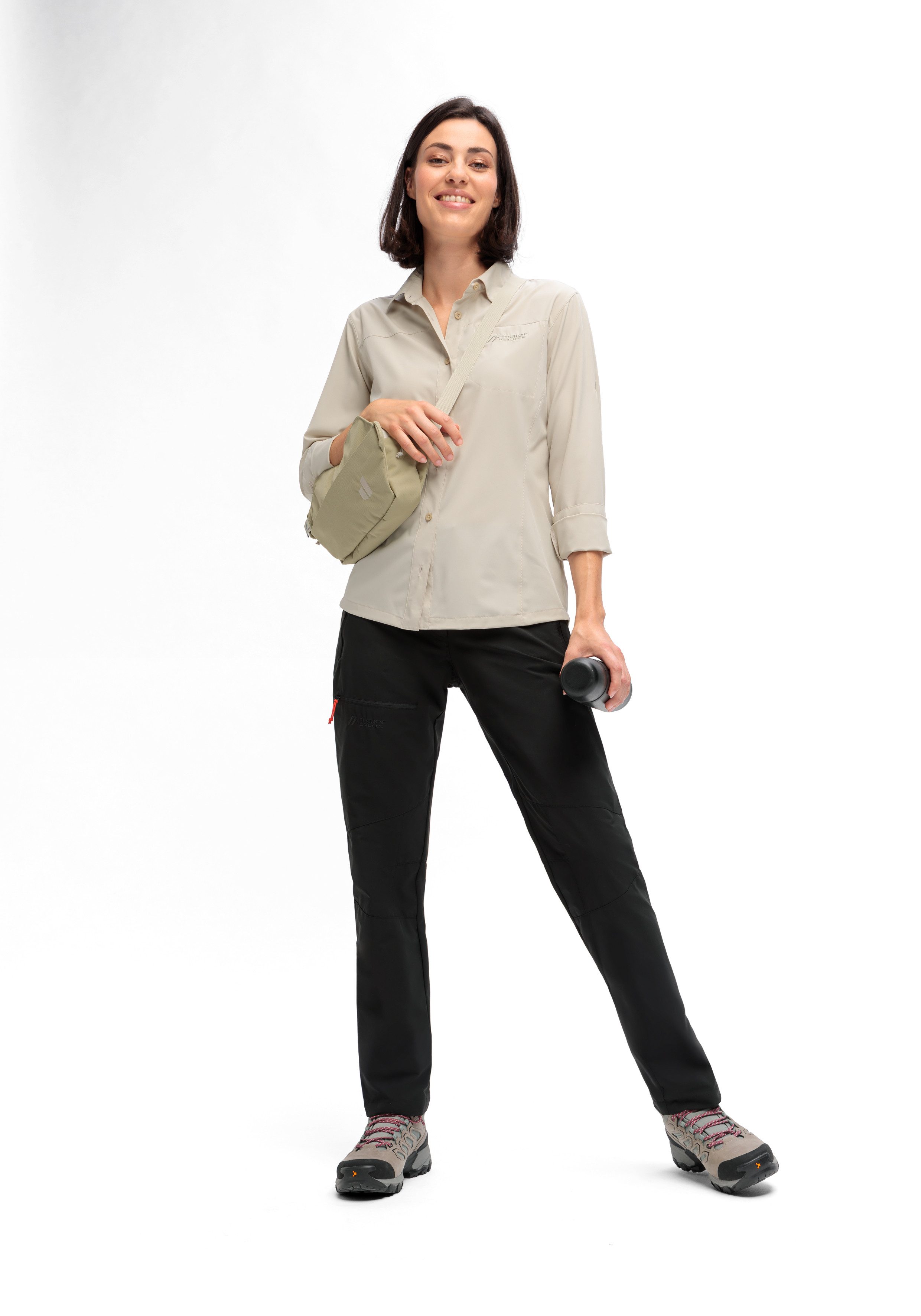 Maier Sports Outdoorbroek Lulaka loop Dames wandelbroek, functionele broek met zakken + riem, regular fit