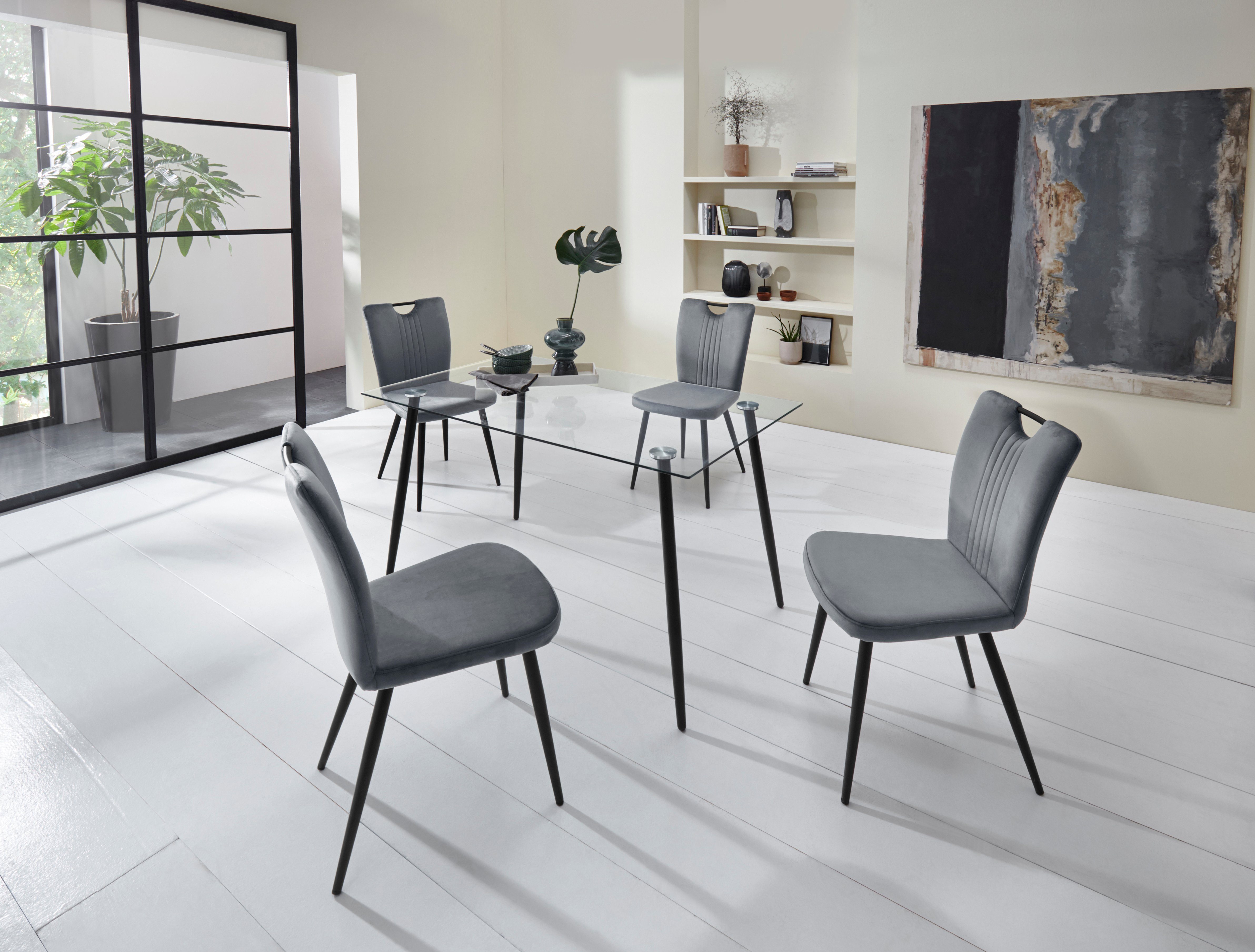 INOSIGN Glazen tafel Danny, TOPSELLER! Eettafel breedte 140 cm, metaalapplicaties, modern ontwerp