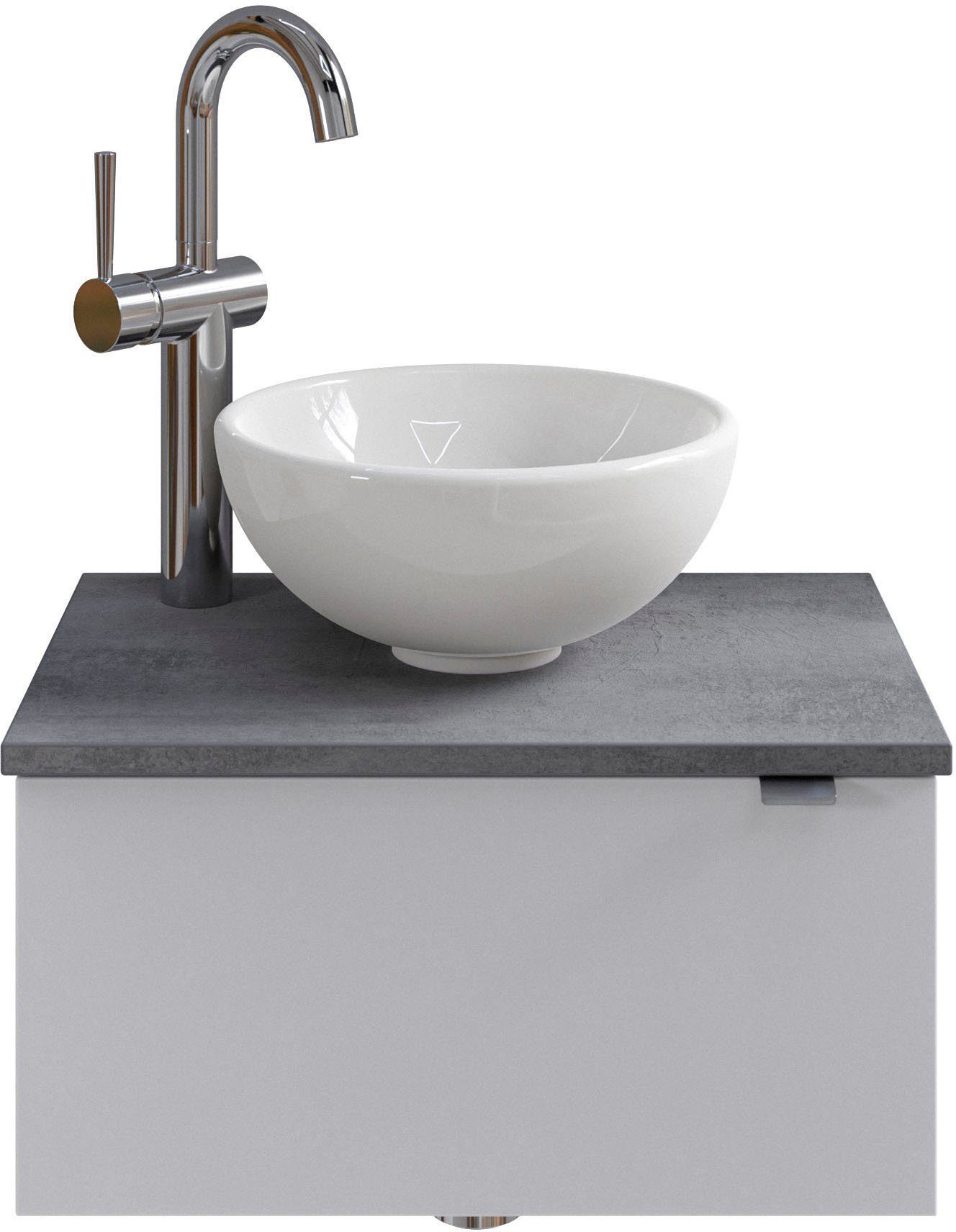 Saphir Wastafelonderkast Serie 6915 wastafel met onderkast voor gastenbadkamer, tweede toilet (3-delig) wastafelmeubels wit