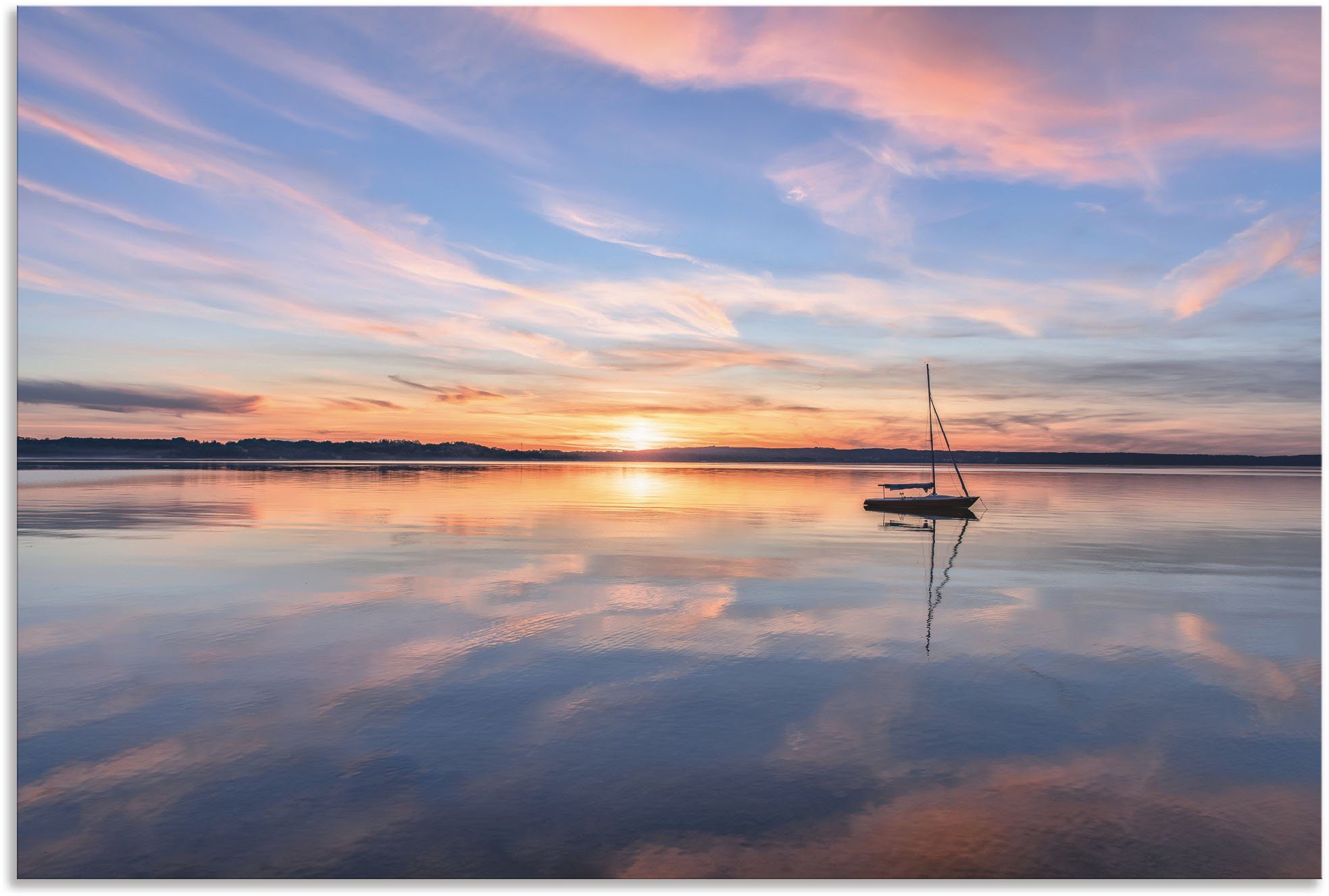 Artland Artprint Sonnenuntergang am Starnberger See II in vele afmetingen & productsoorten - artprint van aluminium / artprint voor buiten, artprint op linnen, poster, muursticker