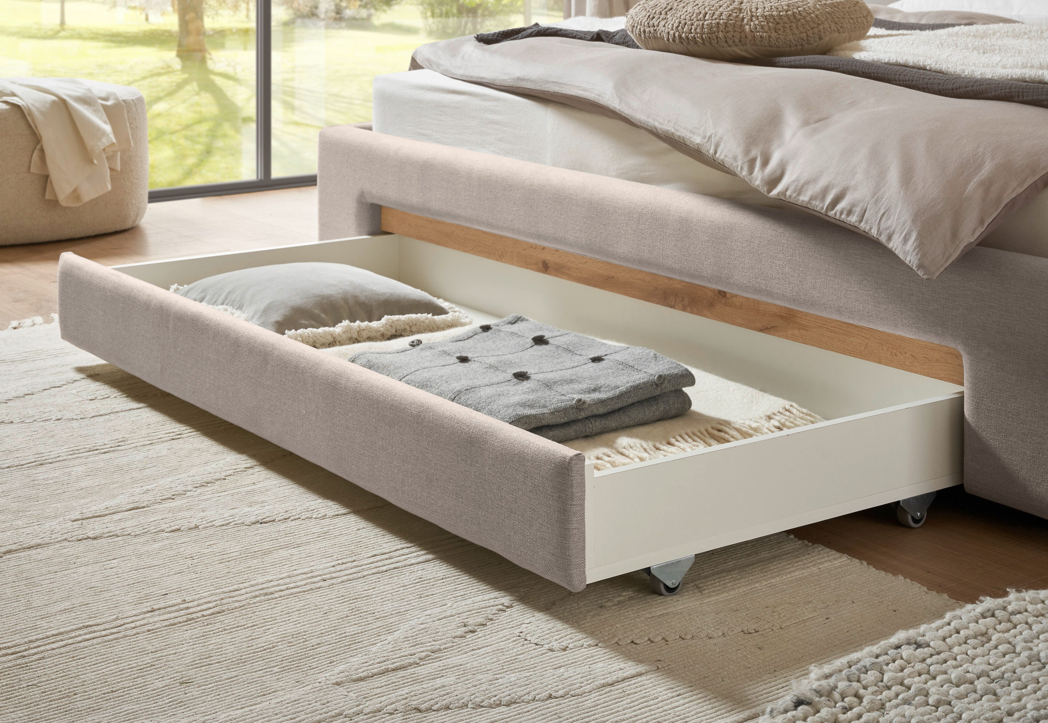 INOSIGN Gestoffeerd bed CiTY/GiRON,, gepolsterd opbergbed, met LED-verlichting Bedkisten met hondenbed of als opbergruimte, opklapbare hoofdeinden