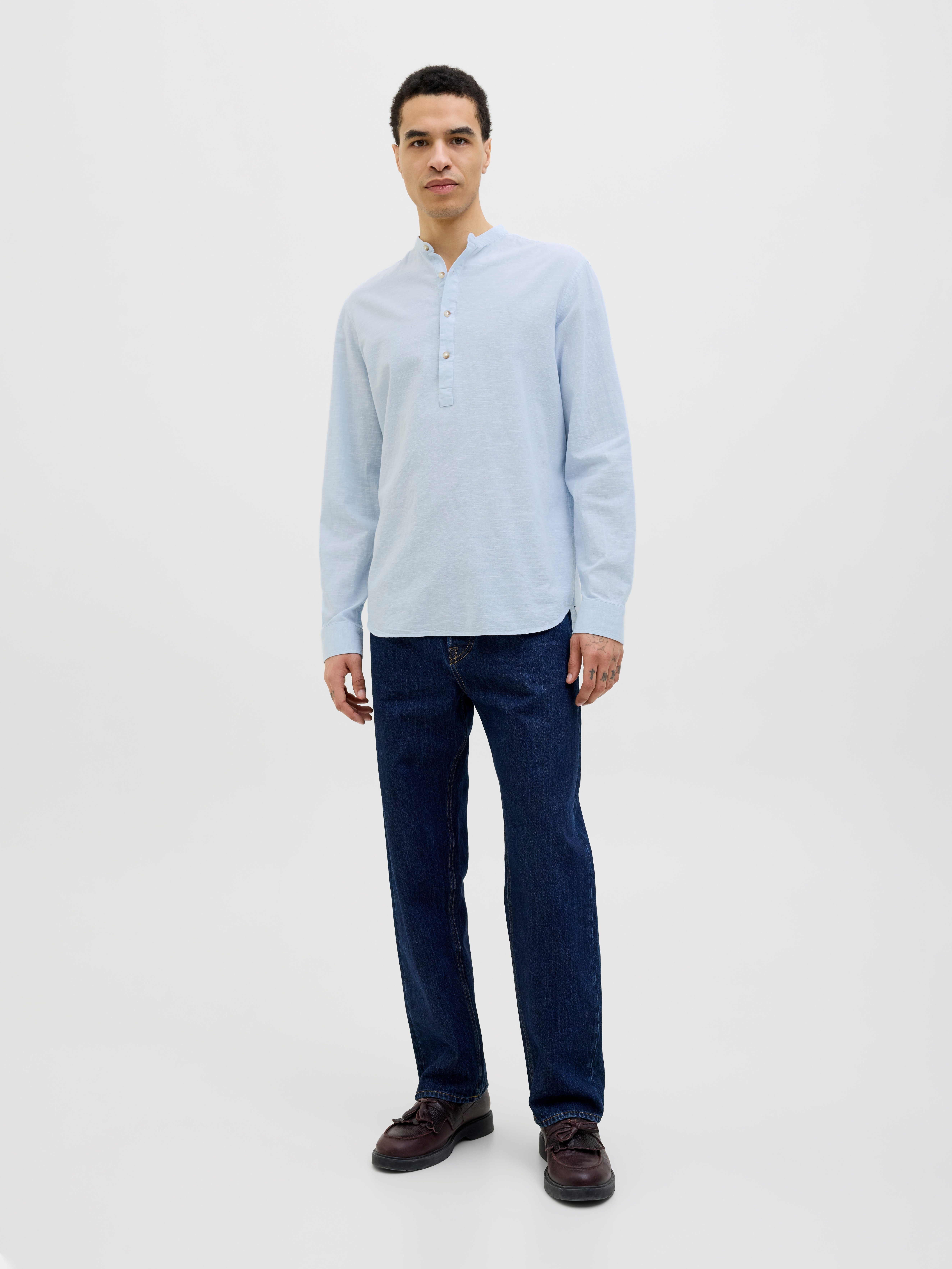 Jack & Jones Overhemd met lange mouwen JJESUMMER HALF PLACKET SHIRT LS SN