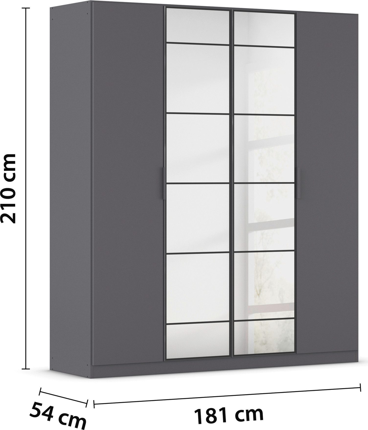 rauch Draaideurkast Kledingkast Kast Garderobe Slaapkamerkast ACERO Middeldeuren met spiegel in moderne loft-look MADE IN GERMANY
