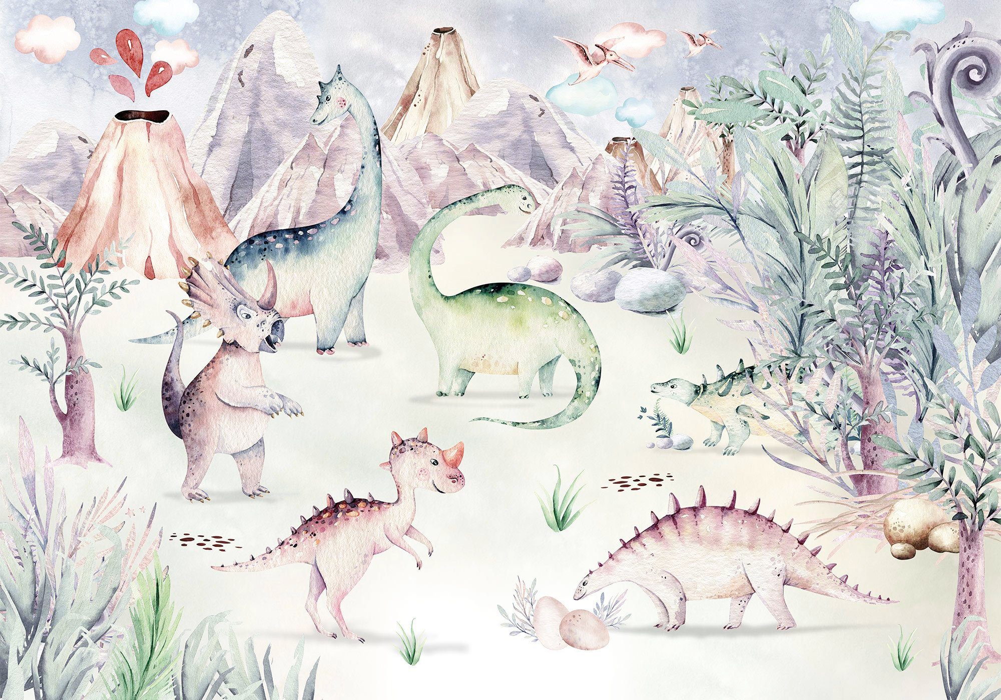 Komar Vliesbehang Digitale print vlies - Dino Playground - Afmeting 400 x 280 cm
